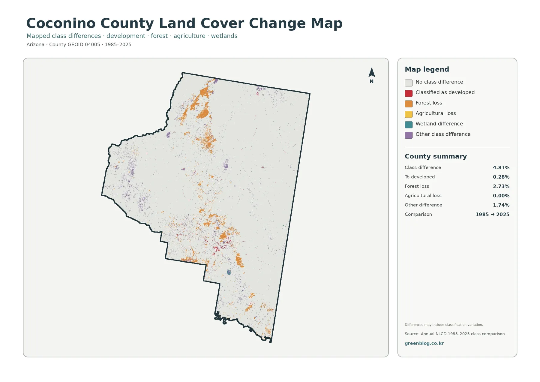 County land cover change map