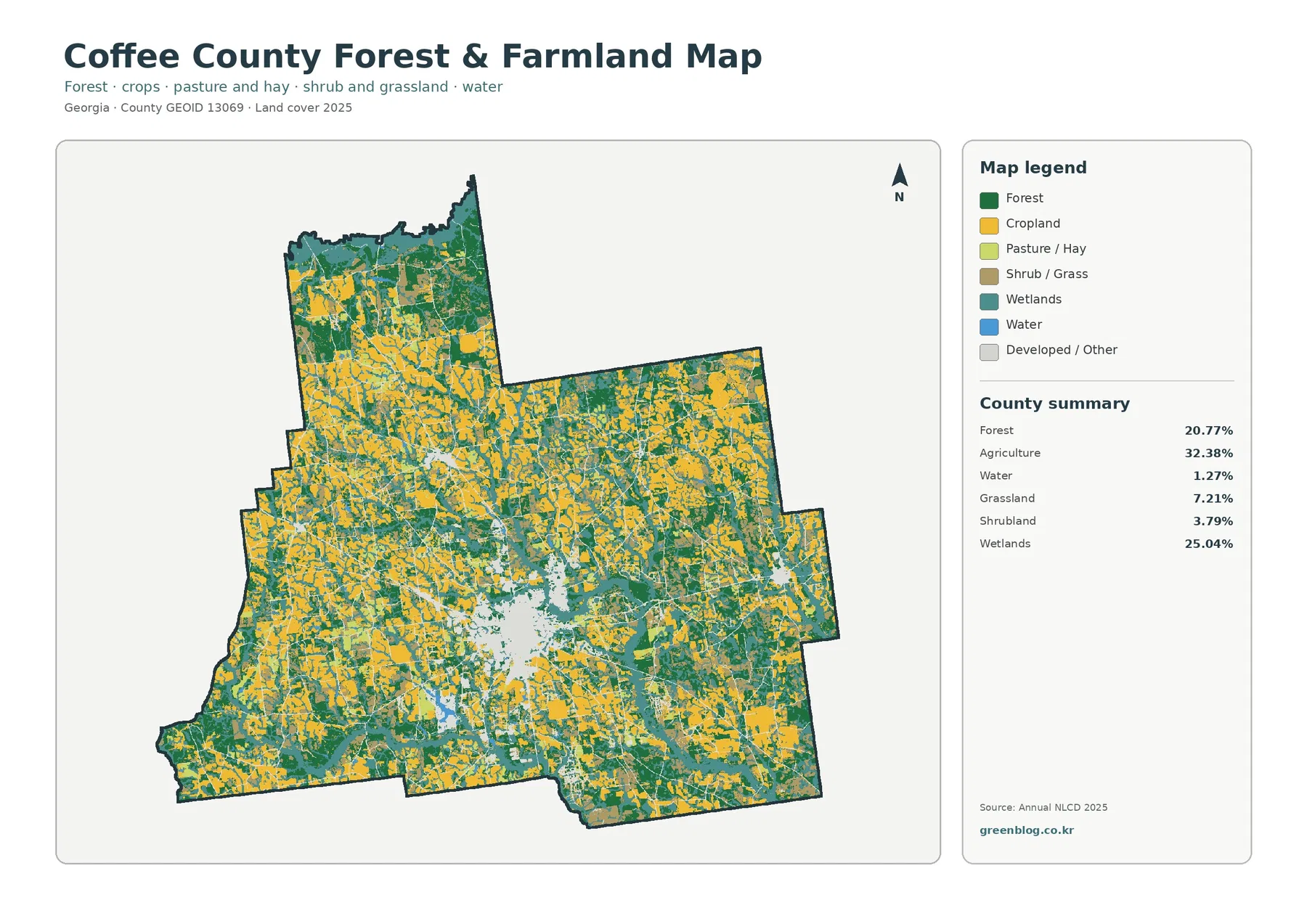 Coffee County forest and farmland map