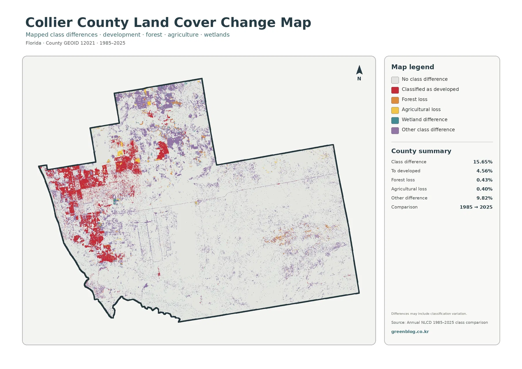 County land cover change map