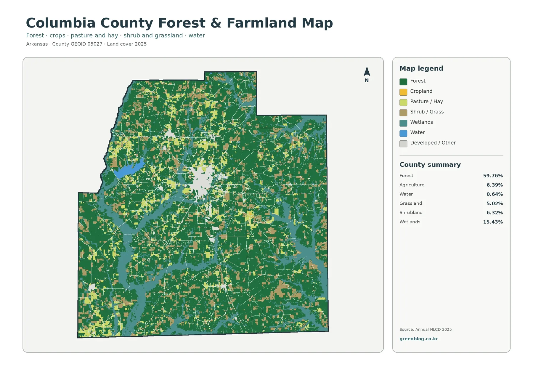 Columbia County forest and farmland map