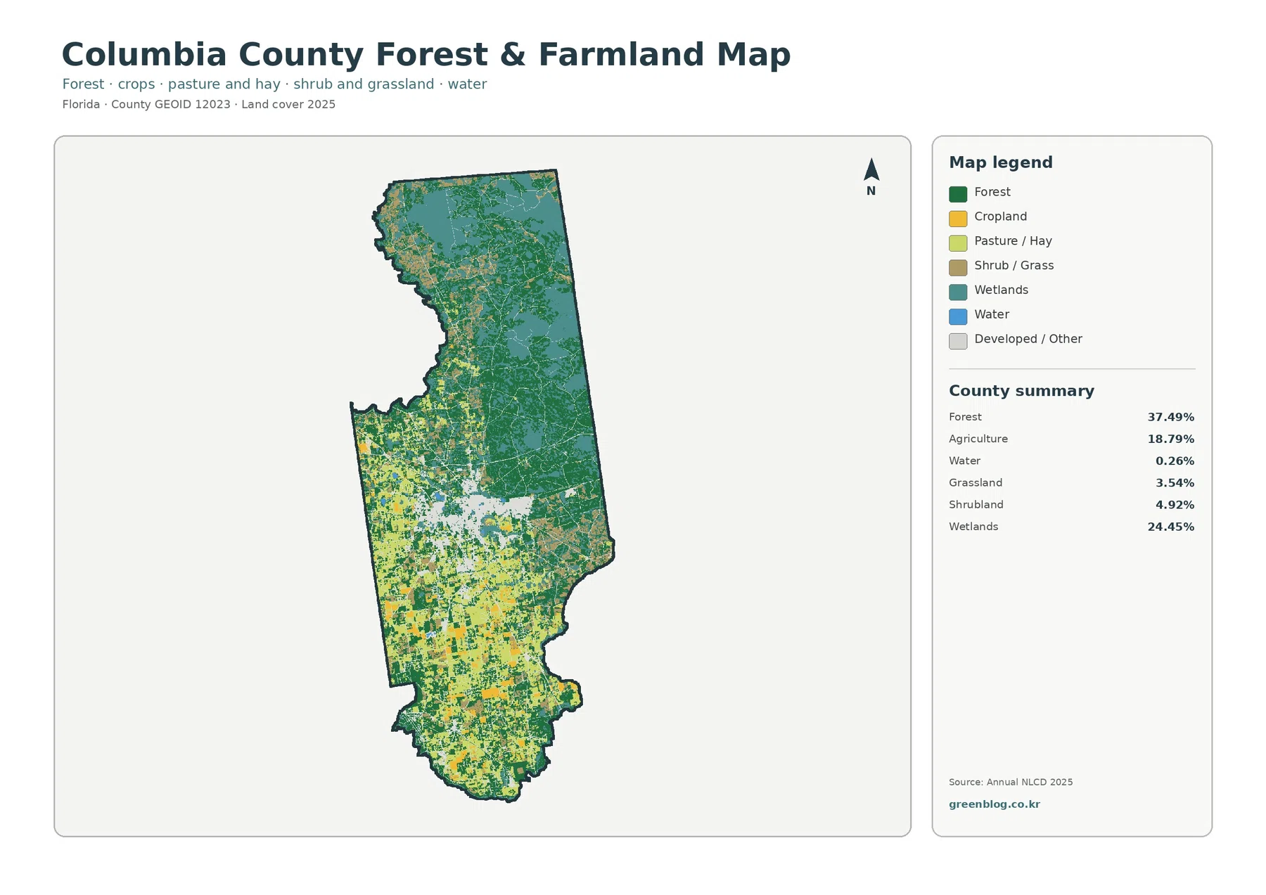 Columbia County forest and farmland map