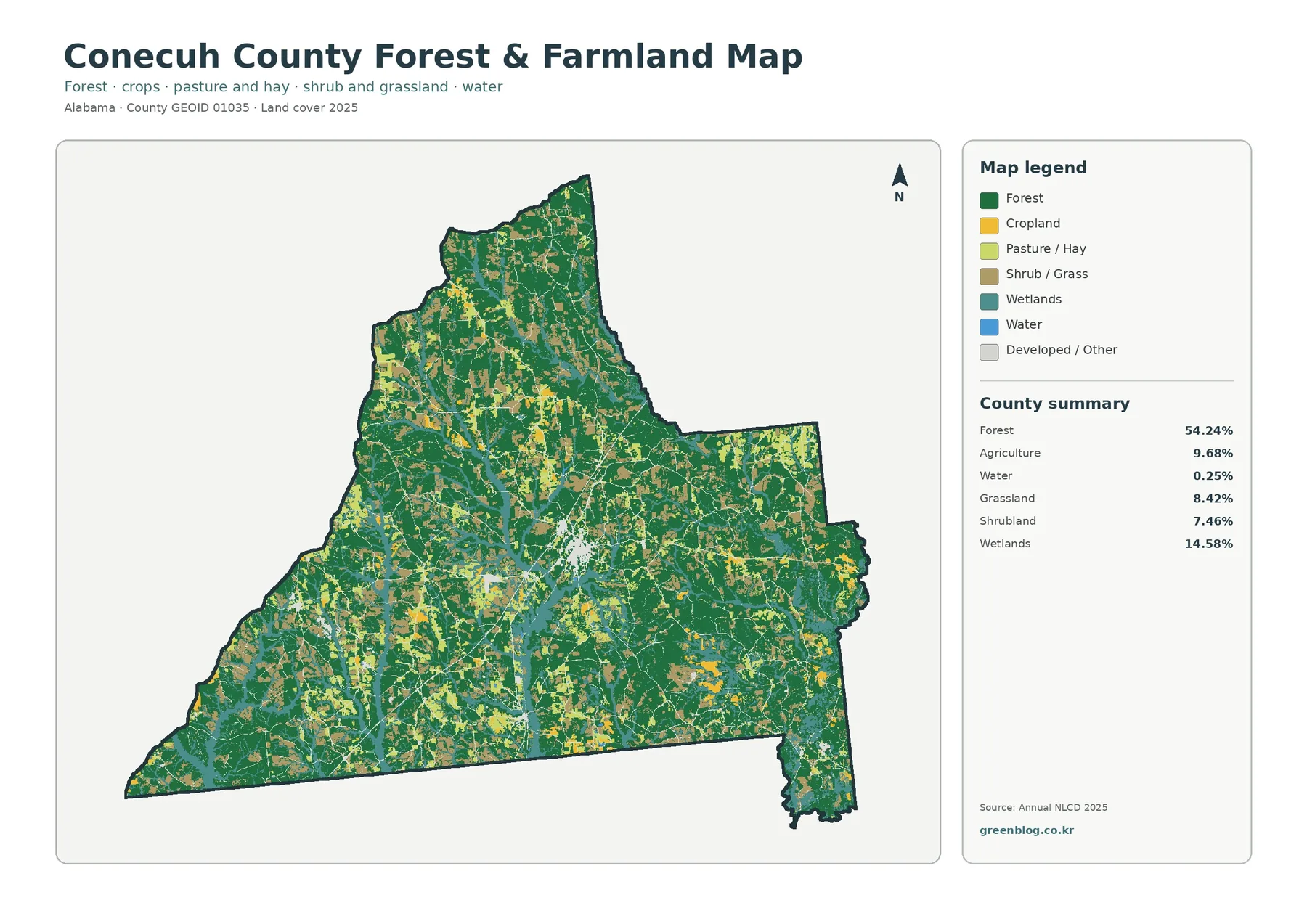 Conecuh County forest and farmland map