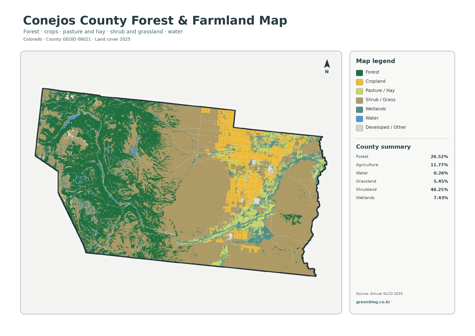 Conejos County forest and farmland map