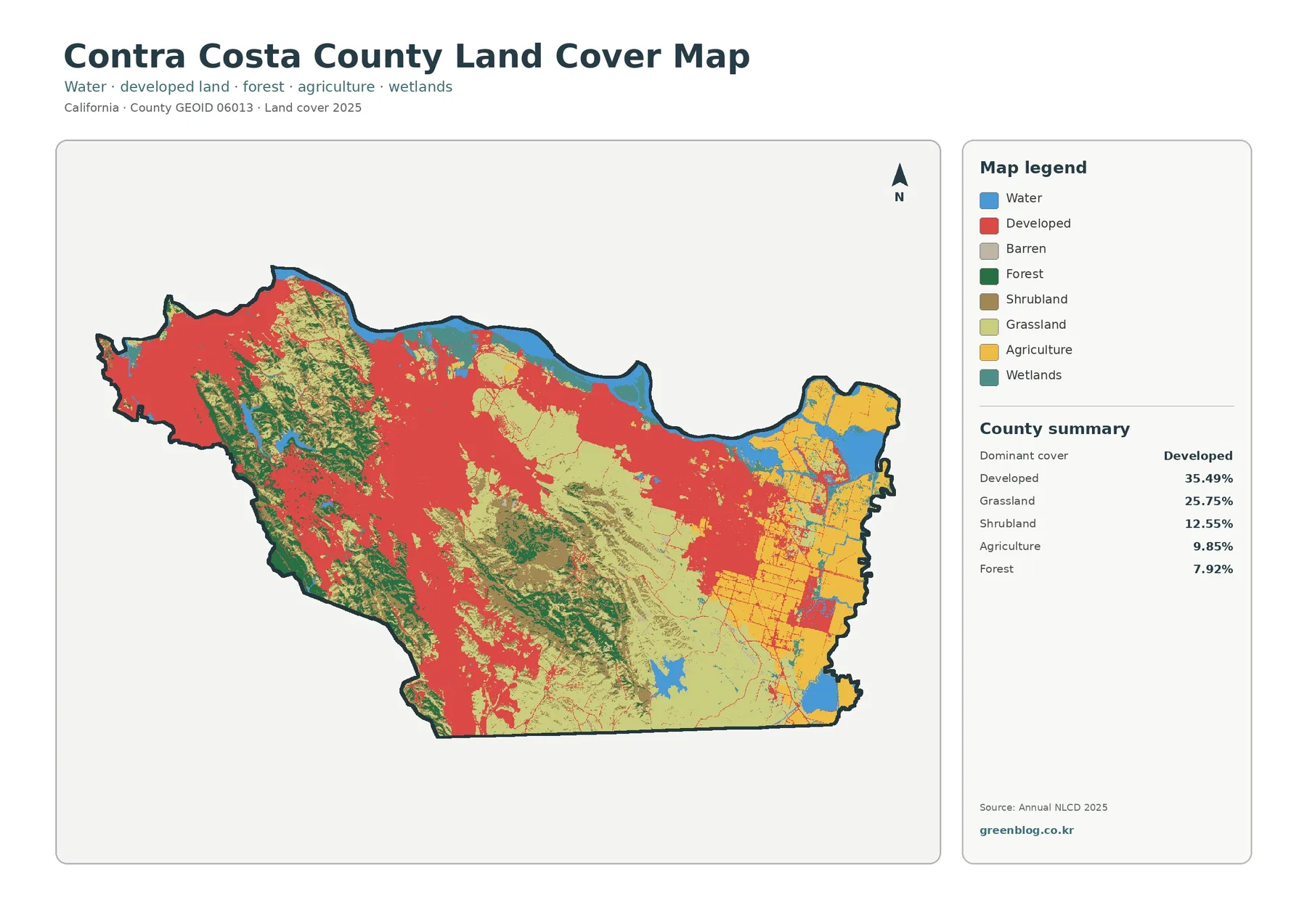 Contra Costa County 토지 피복 지도