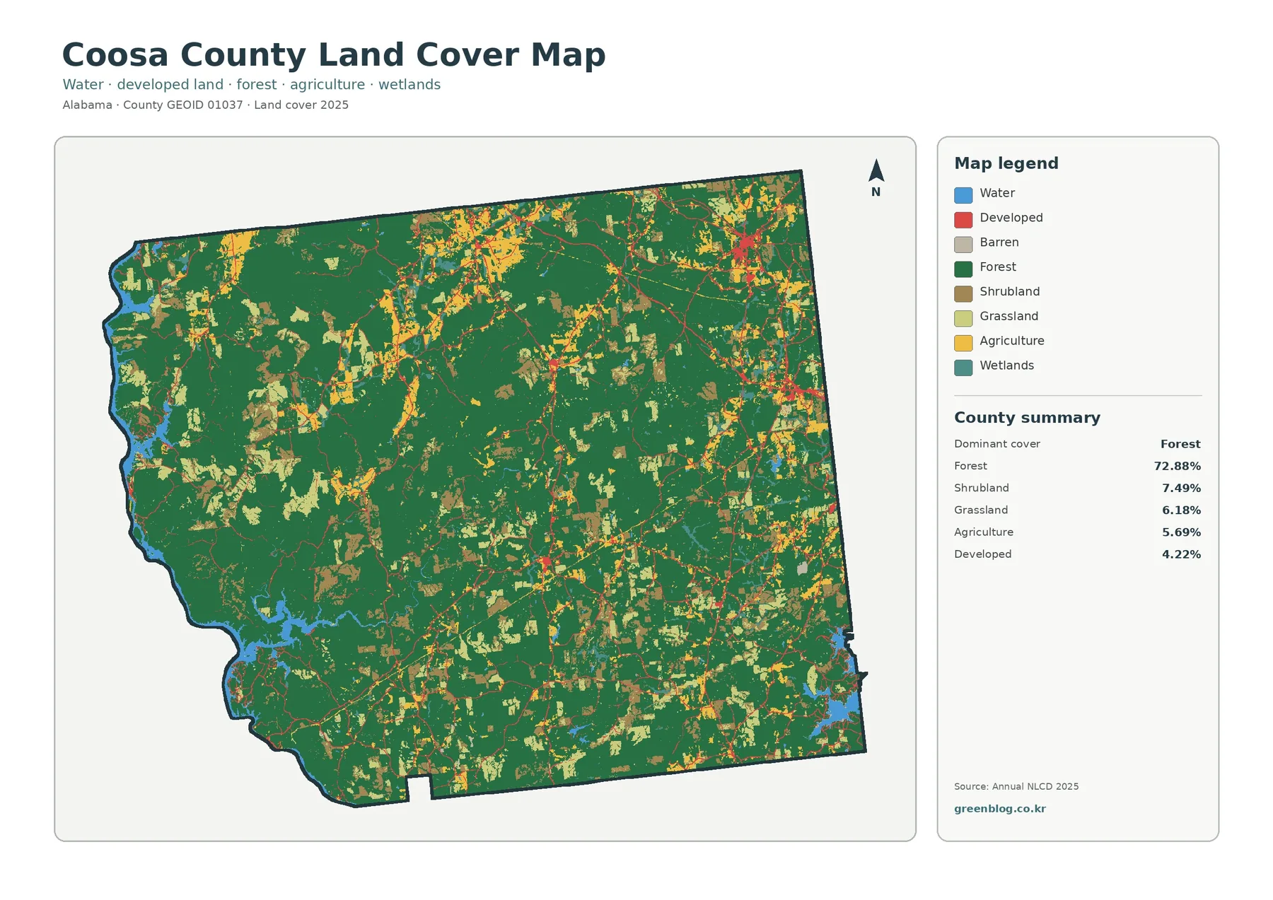 Coosa County land cover map
