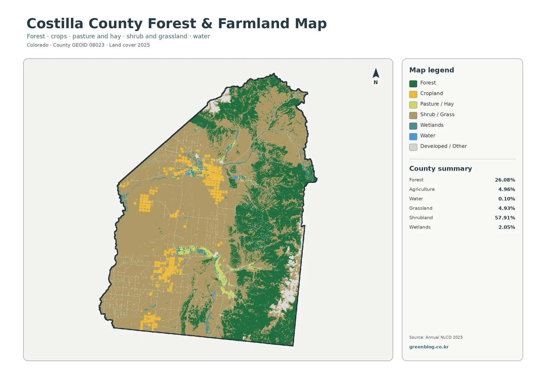Costilla County forest and farmland map