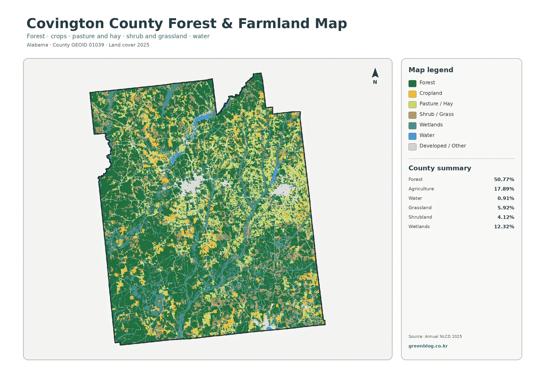 Covington County forest and farmland map
