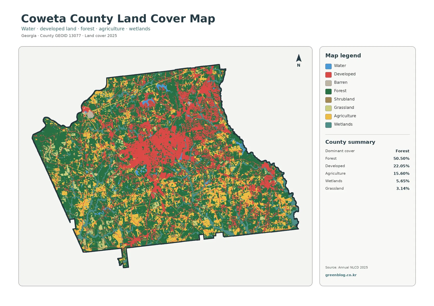 Coweta County 토지 피복 지도
