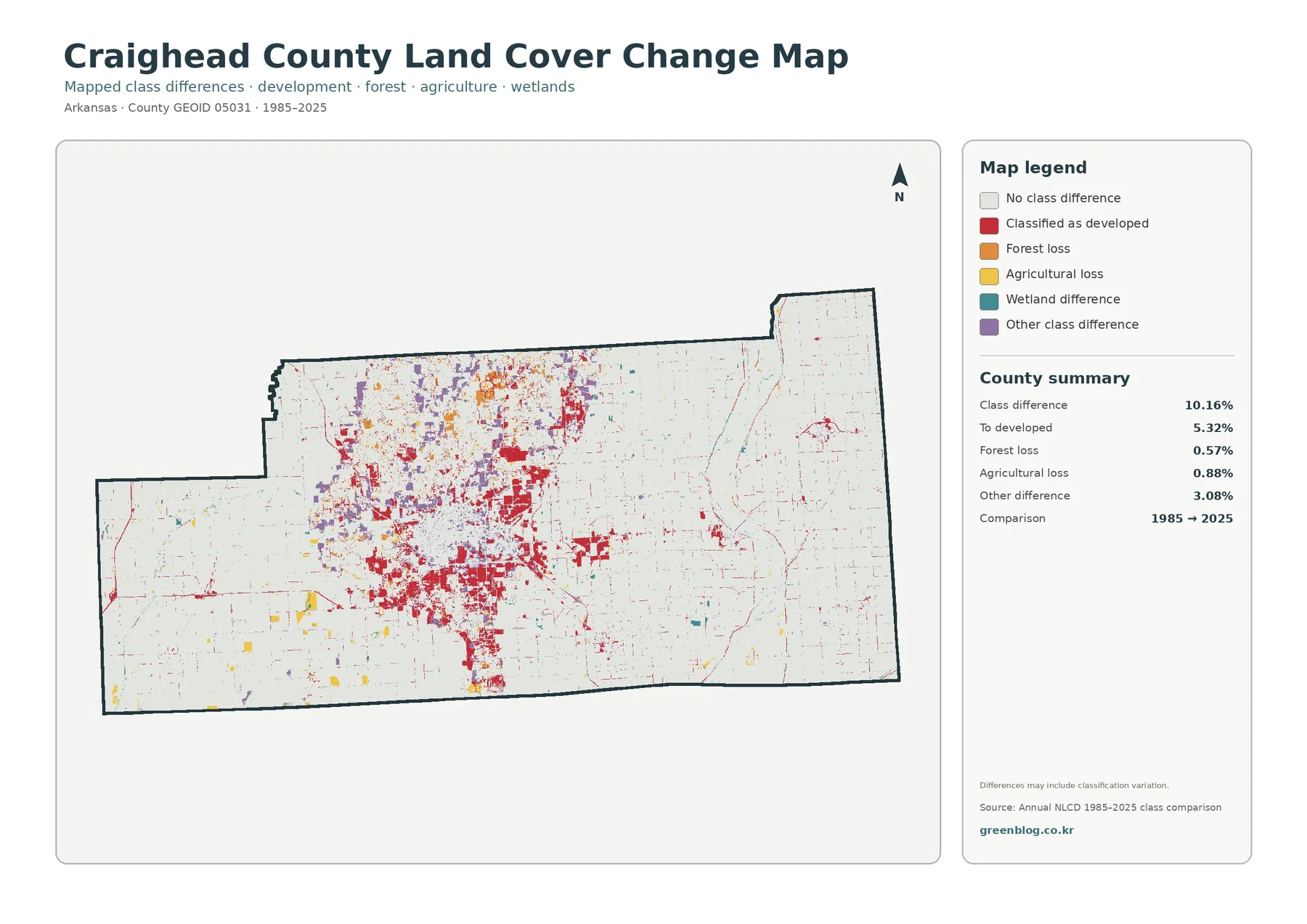 County land cover change map