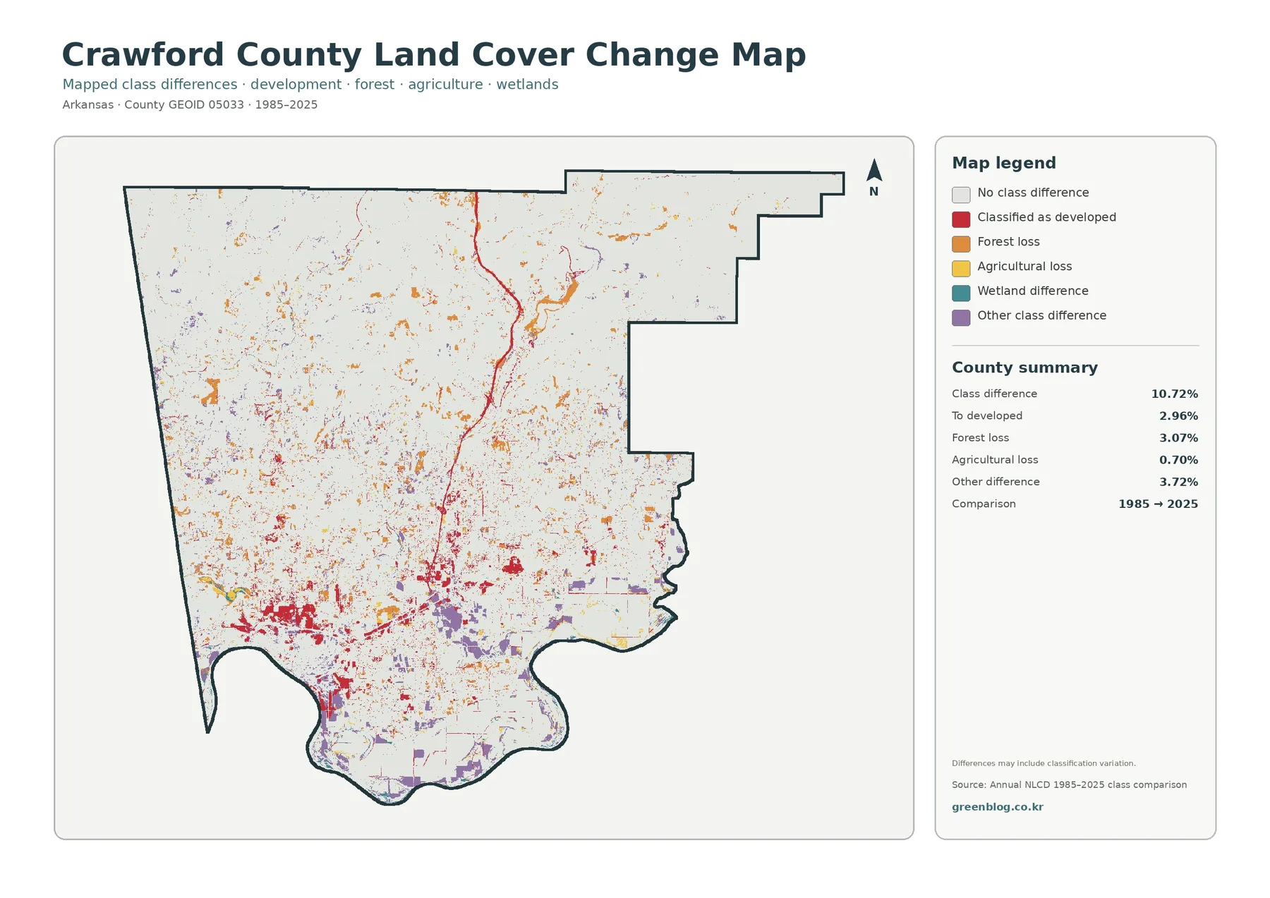 Crawford County land cover change map