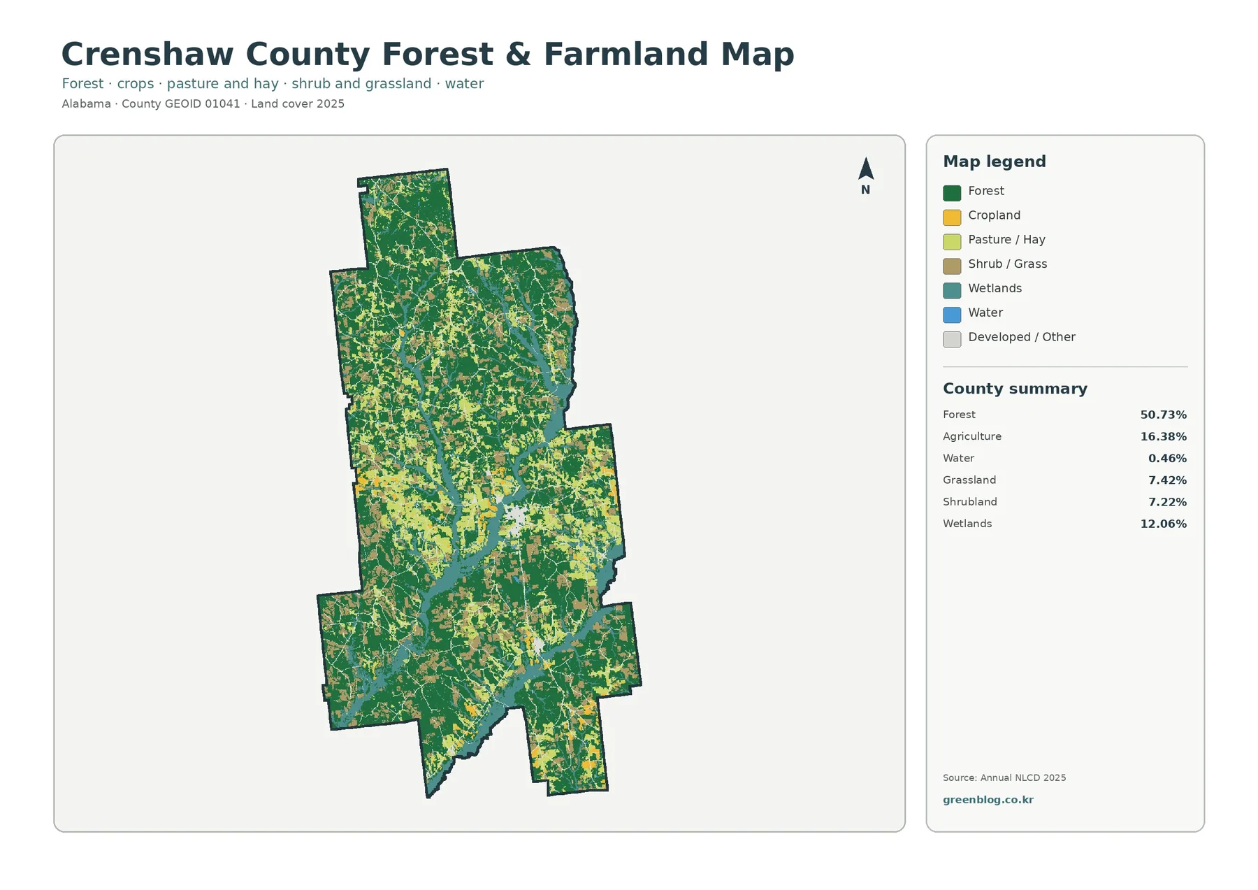 Crenshaw County forest and farmland map