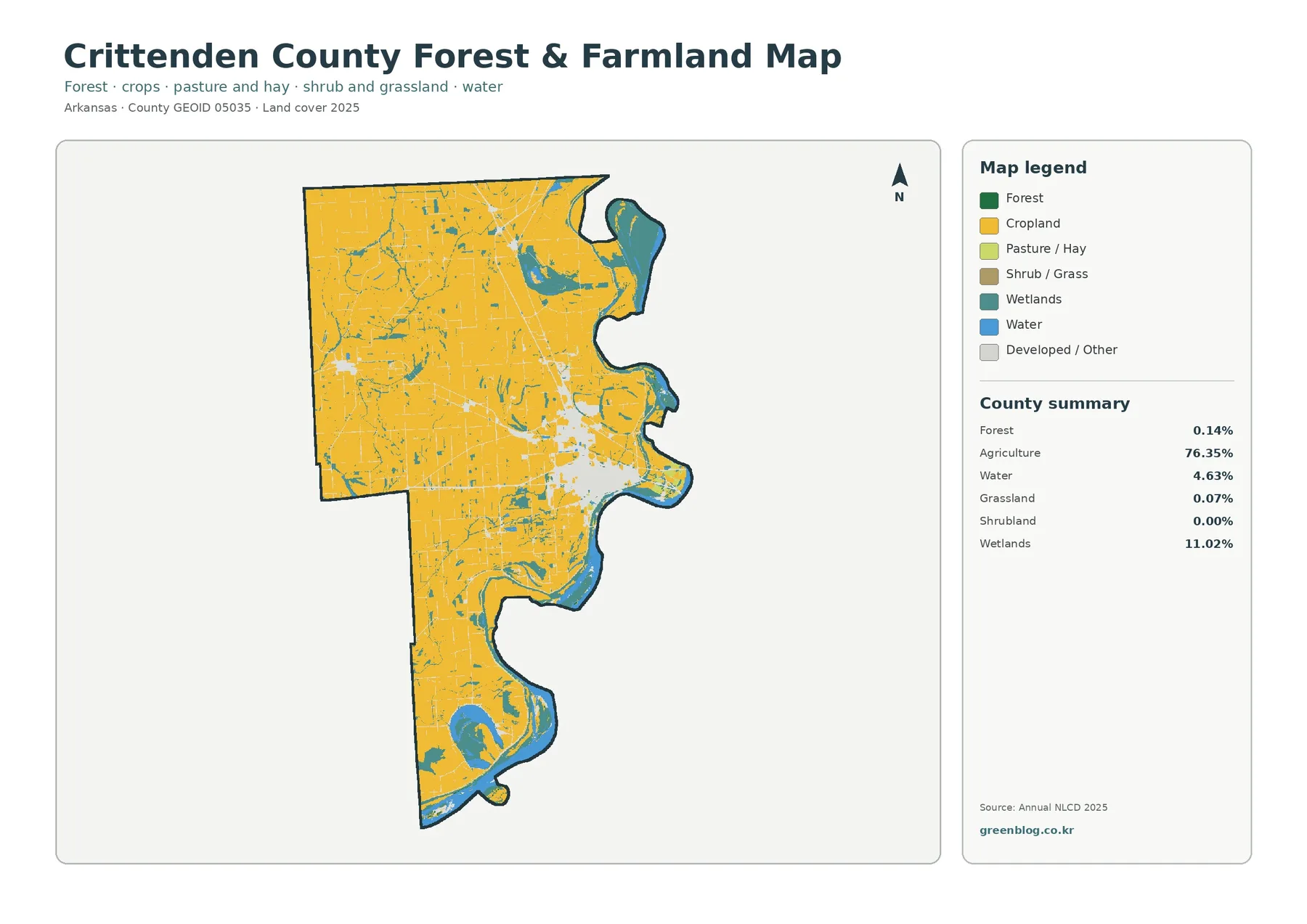 Crittenden County forest and farmland map