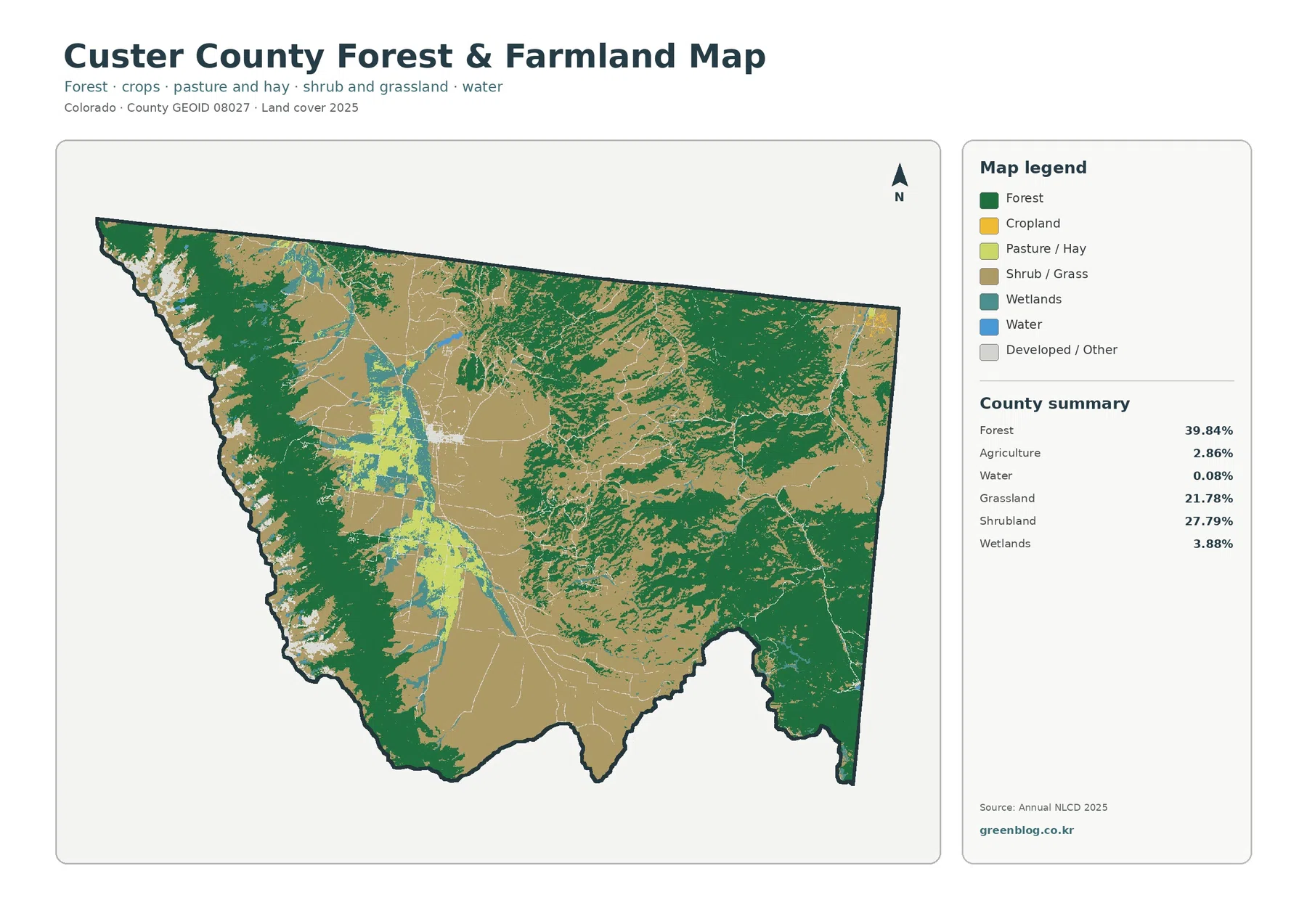 Custer County forest and farmland map