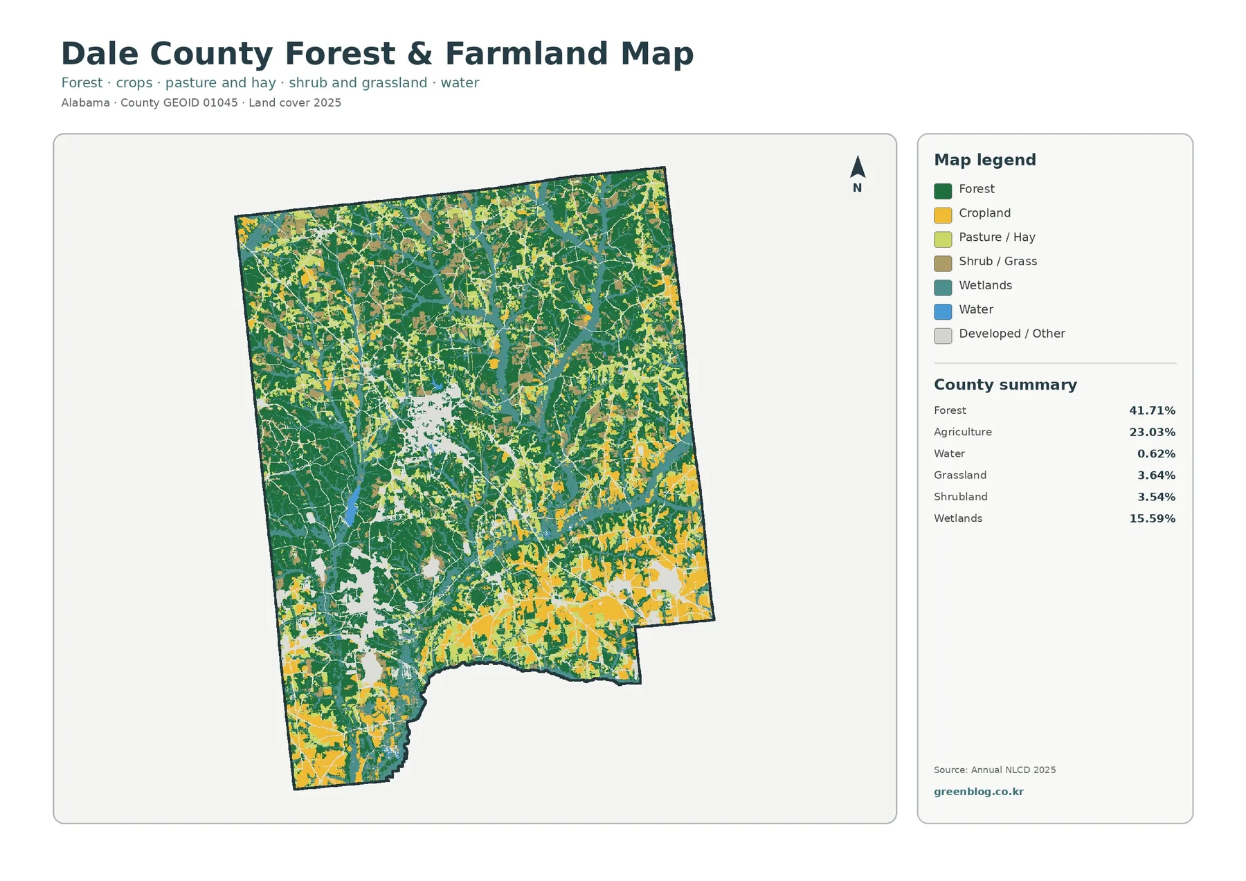 Dale County forest and farmland map