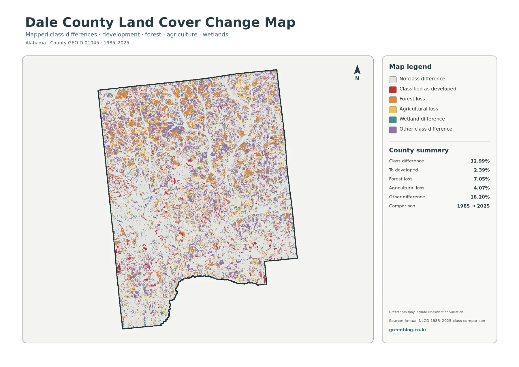 Dale County land cover change map