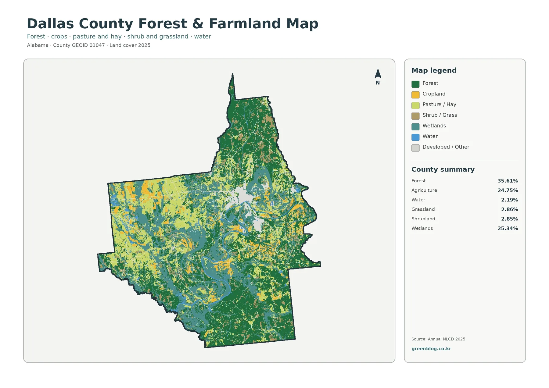Dallas County forest and farmland map