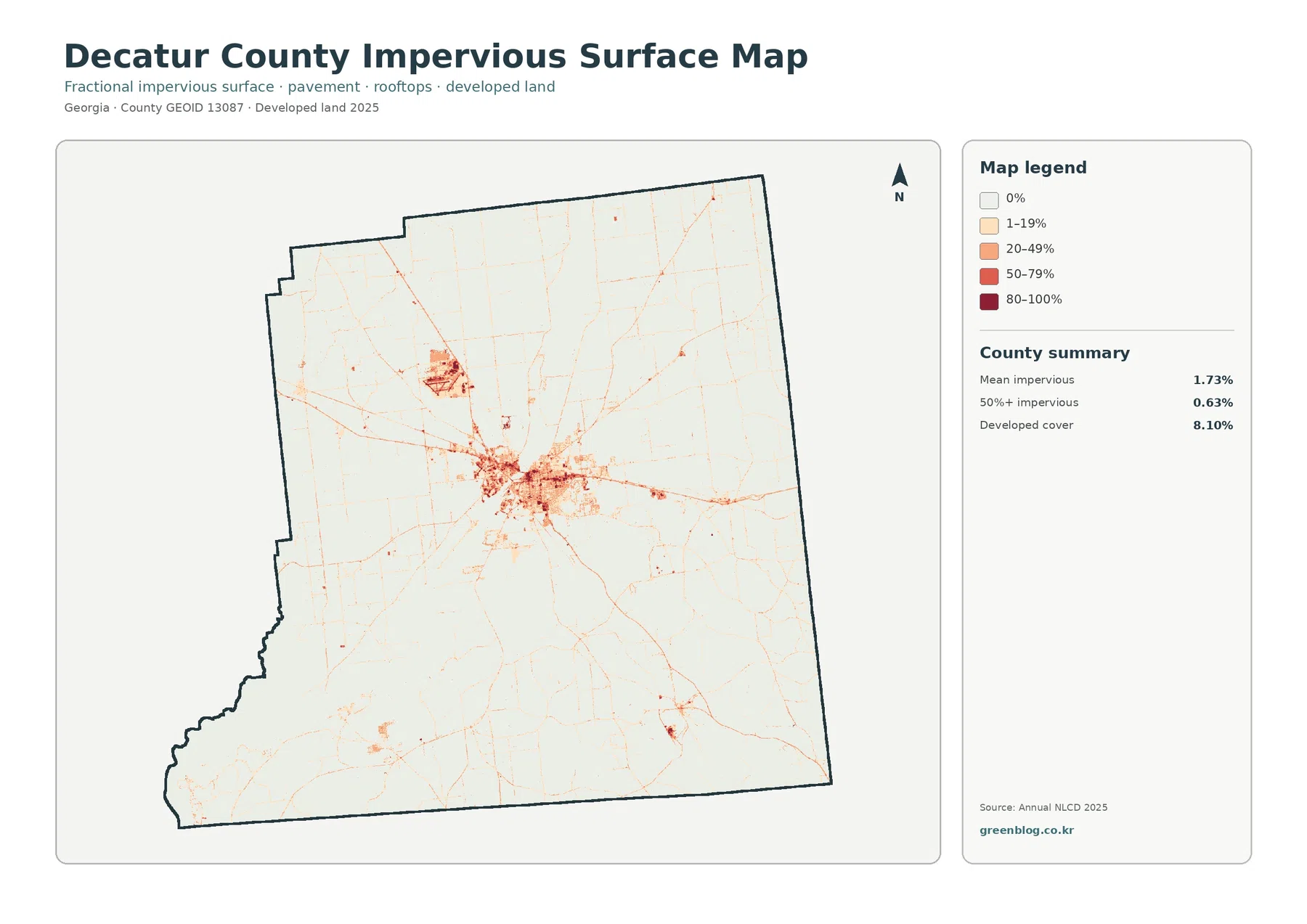 Decatur County 불투수·개발지 지도