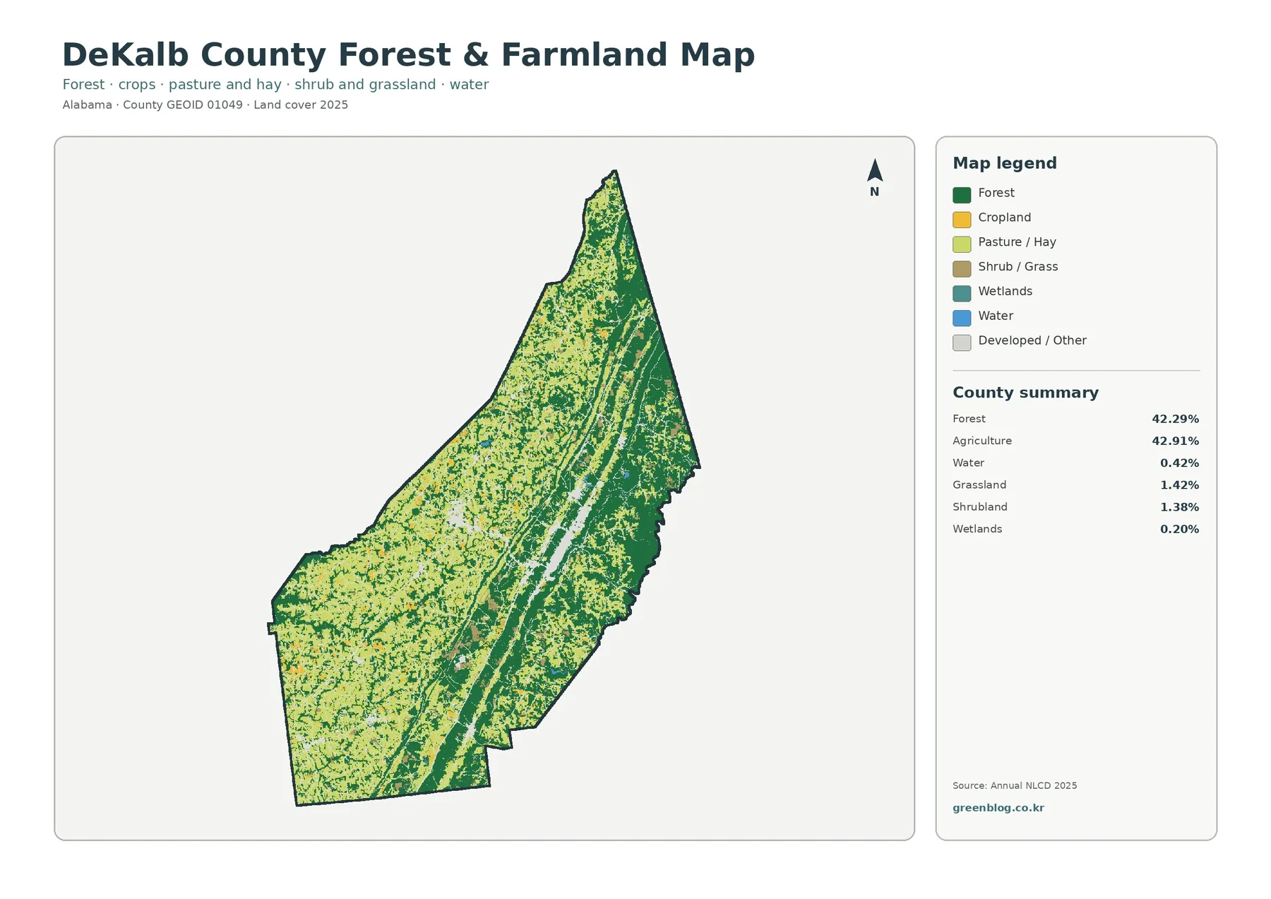 DeKalb County forest and farmland map