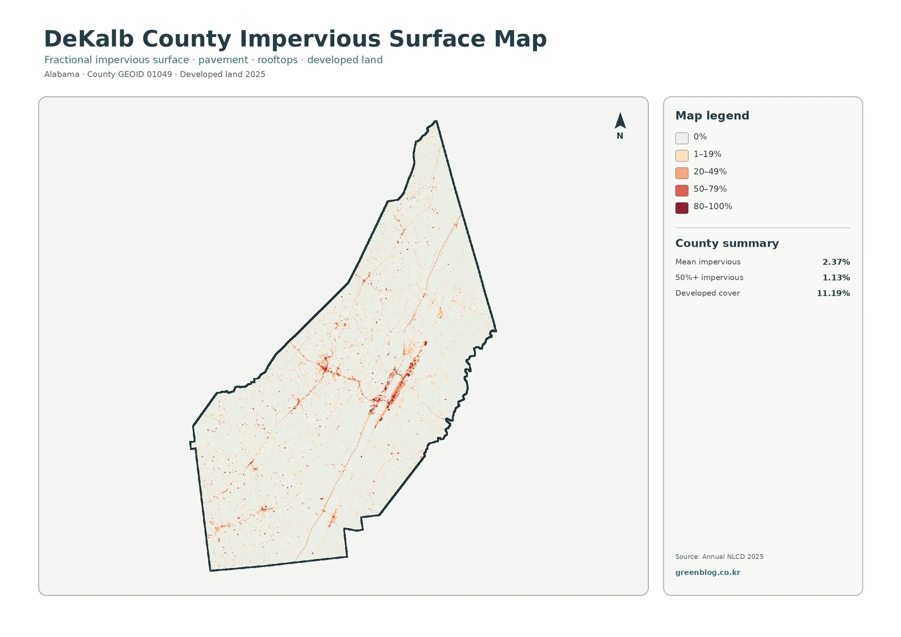 DeKalb County impervious surface and developed land map