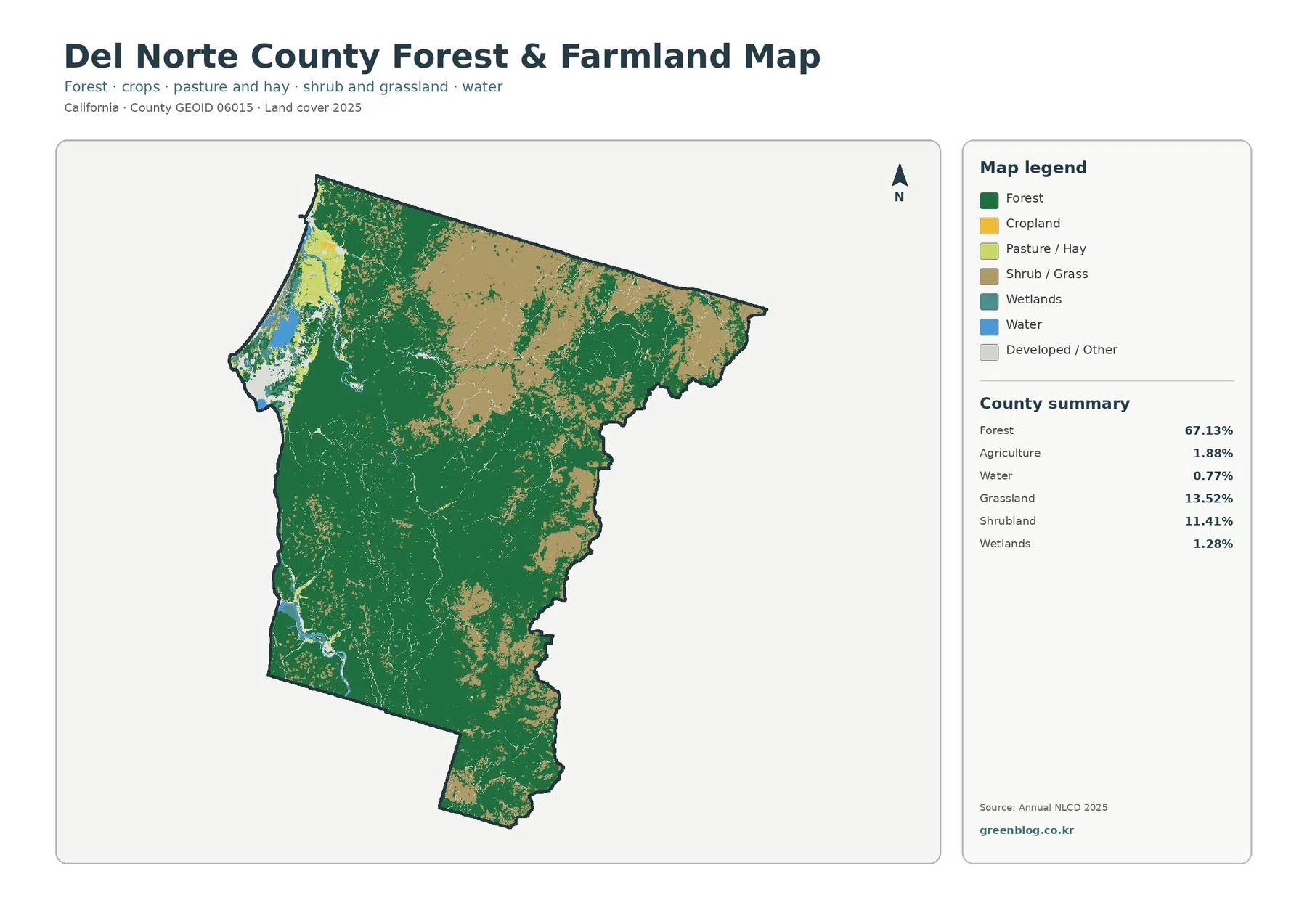 Del Norte County forest and farmland map
