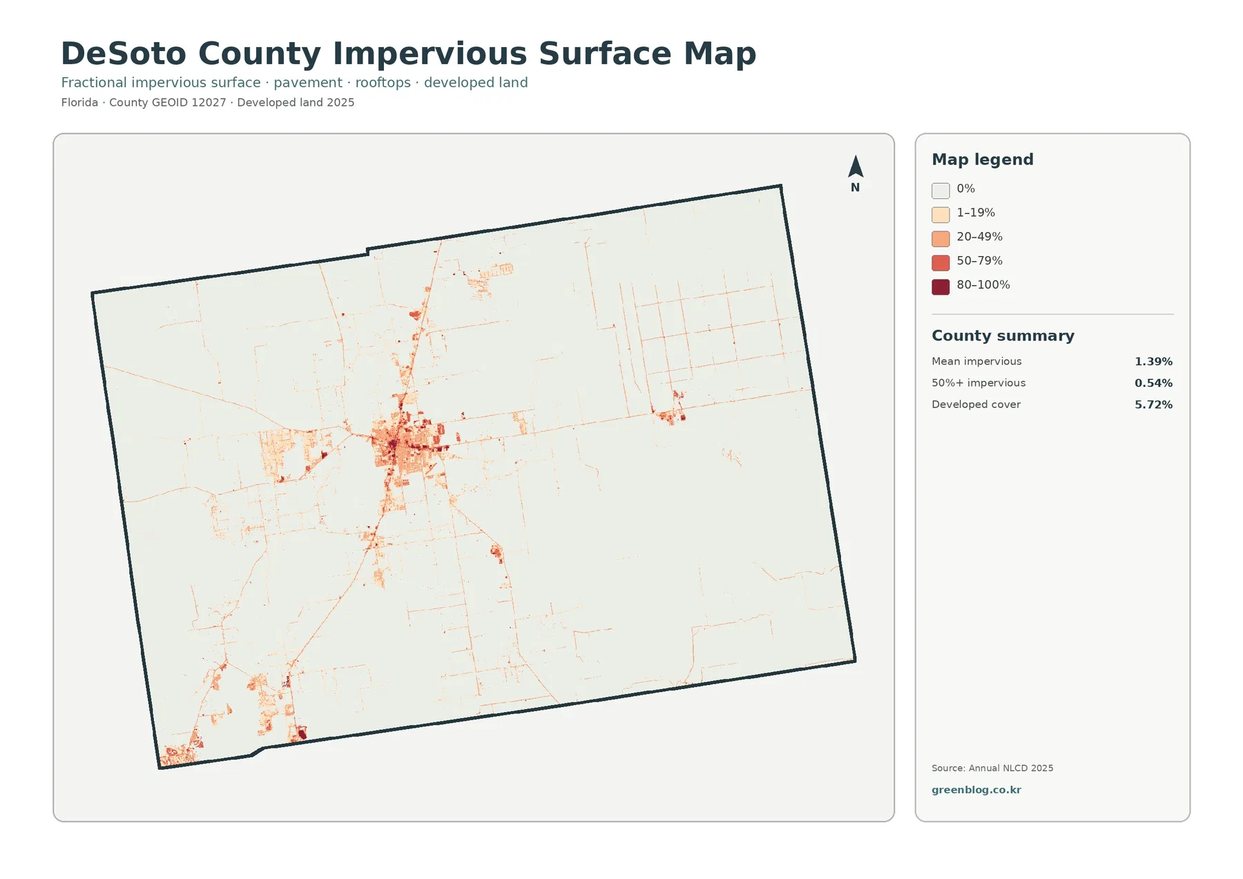 DeSoto County impervious surface and developed land map