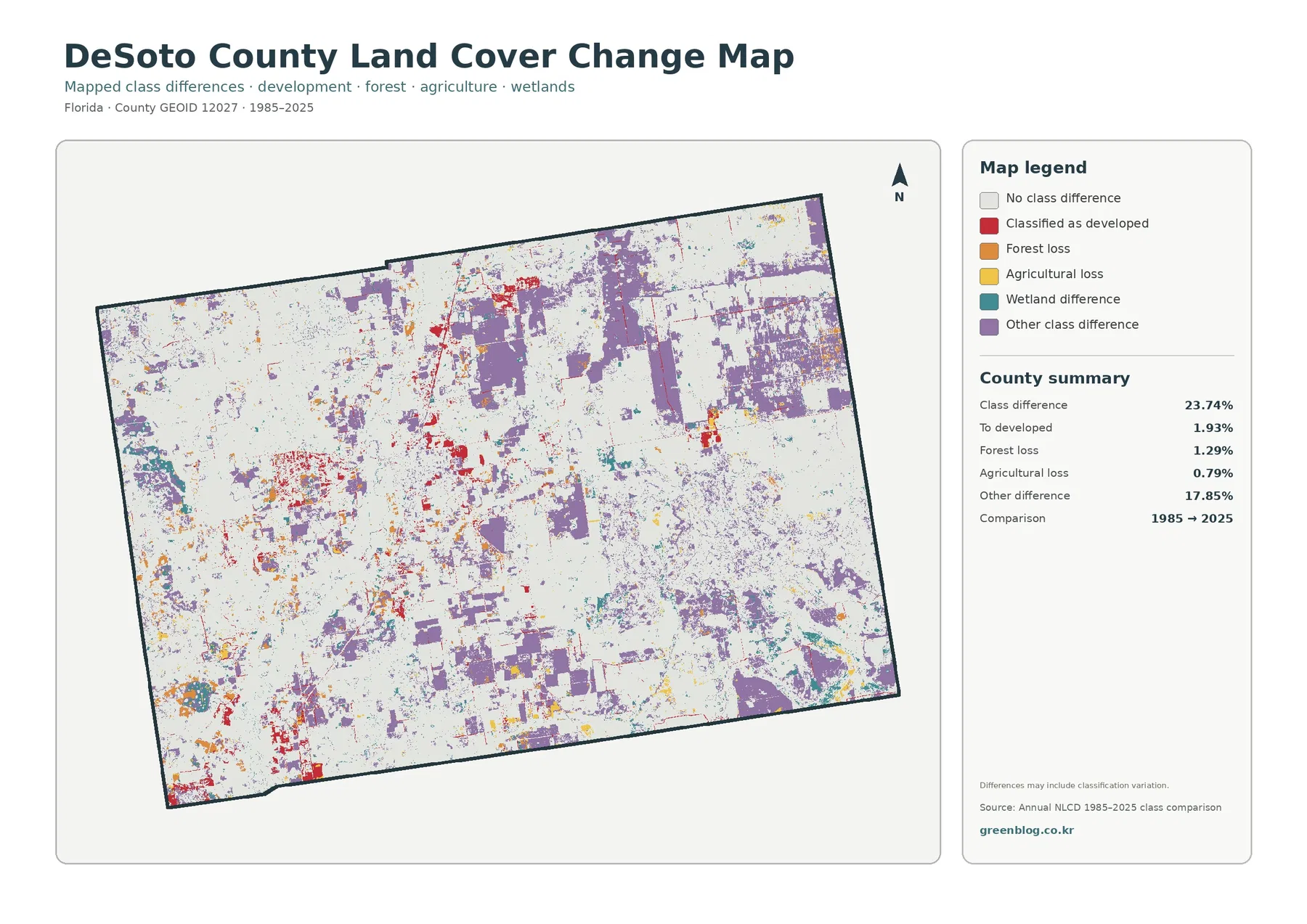 DeSoto County land cover change map