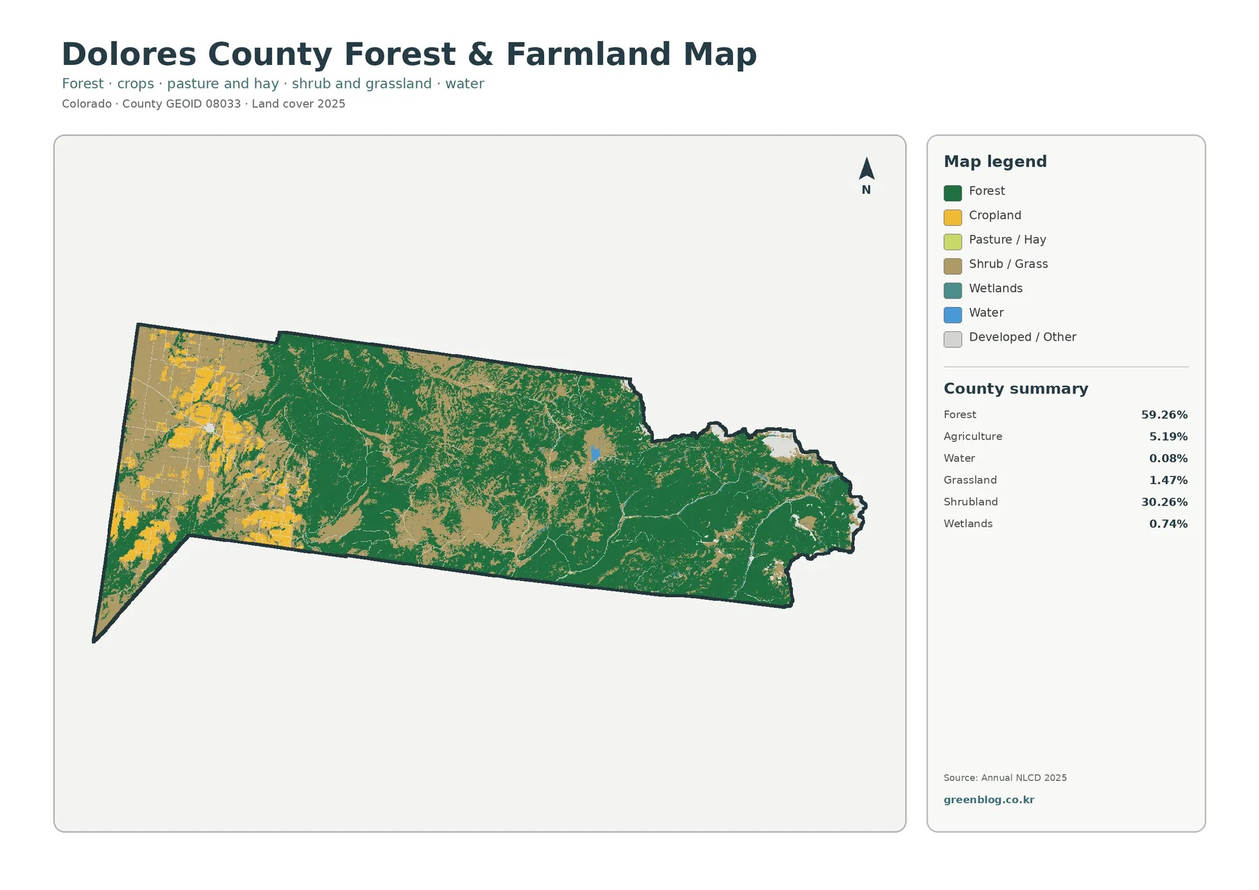 Dolores County forest and farmland map