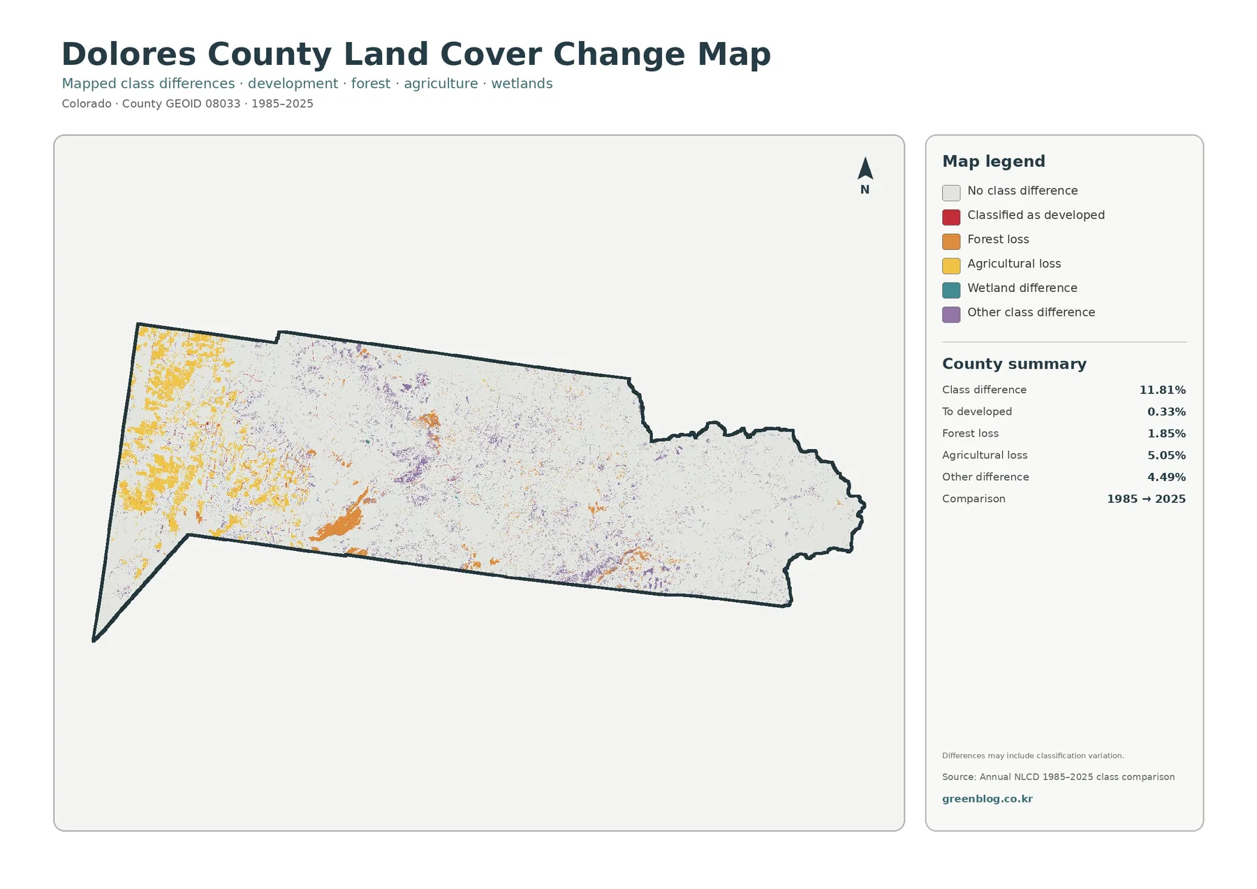 Dolores County land cover change map