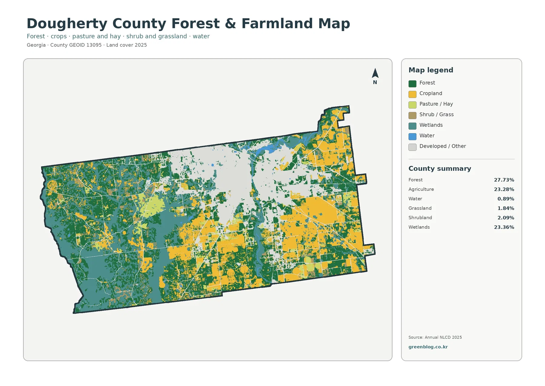 Dougherty County forest and farmland map