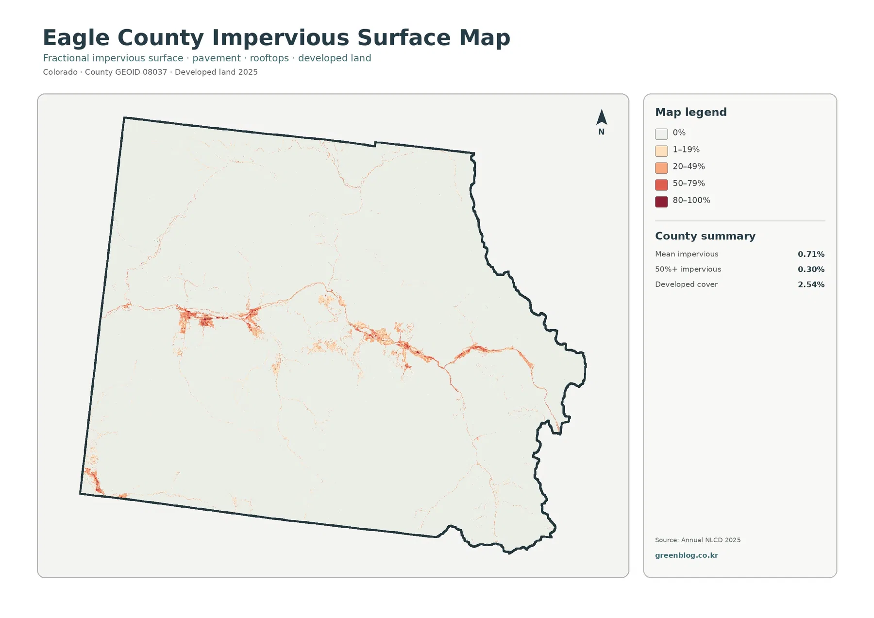 Eagle County impervious surface and developed land map