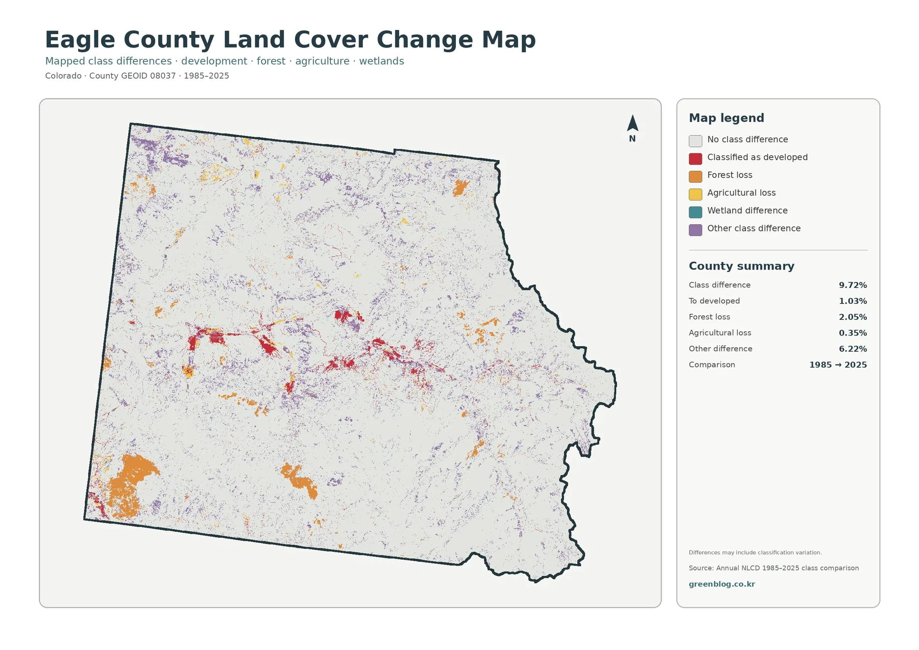 Eagle County land cover change map