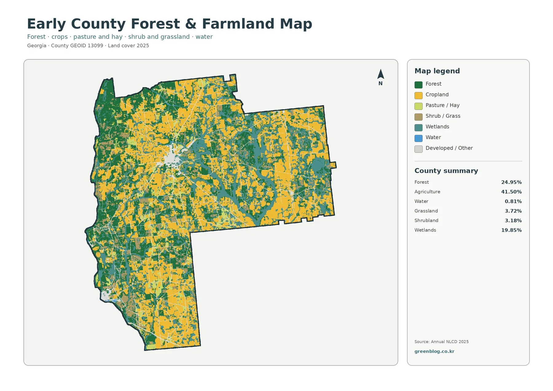Early County forest and farmland map