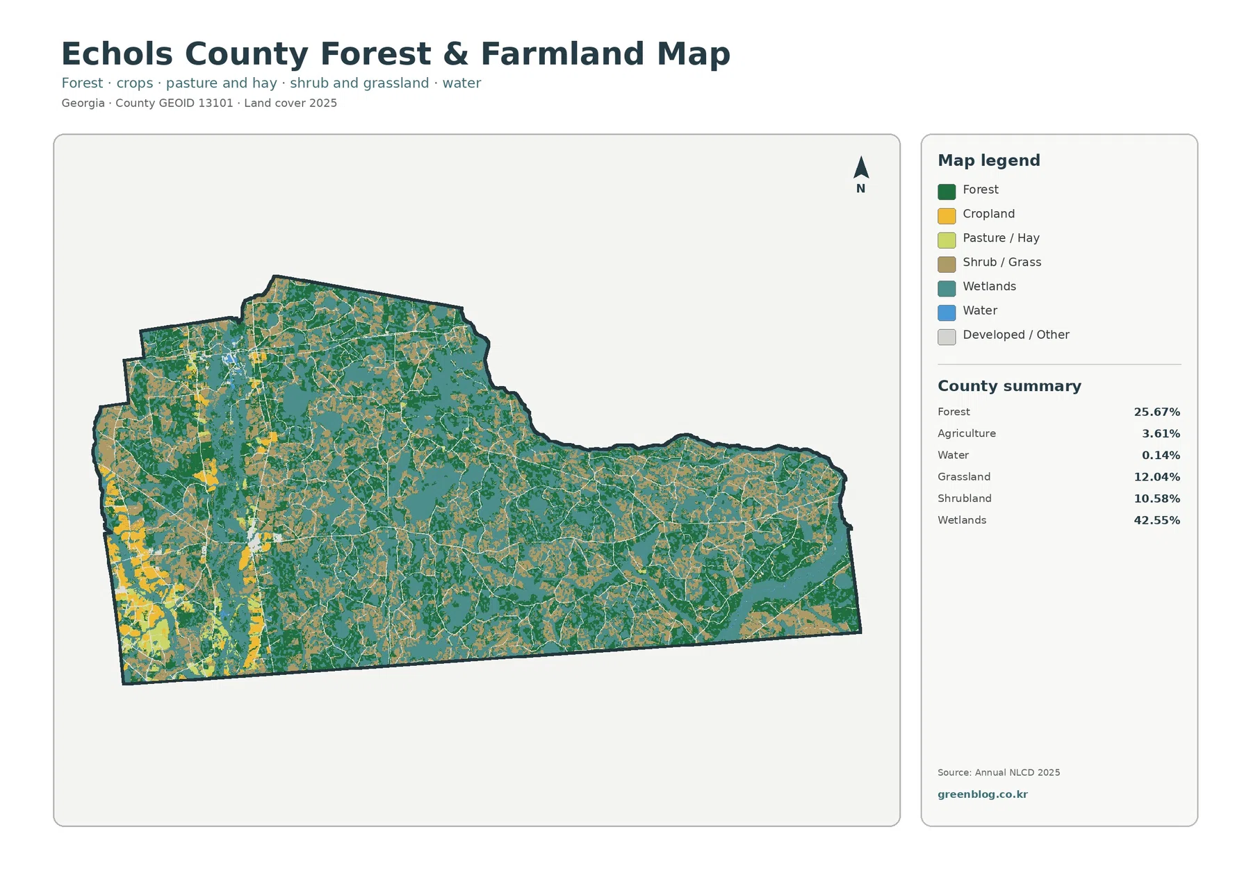 Echols County forest and farmland map