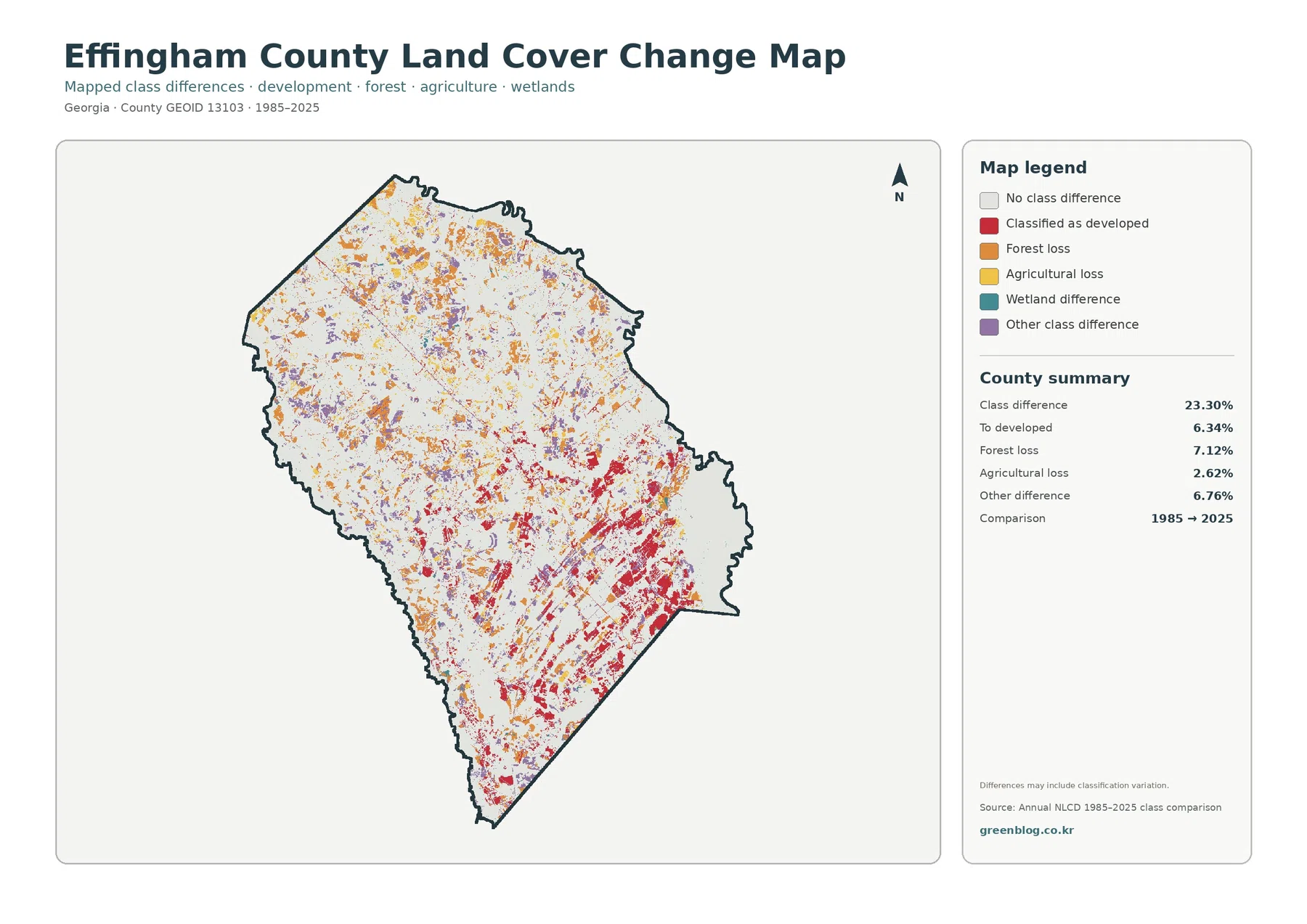 Effingham County land cover change map
