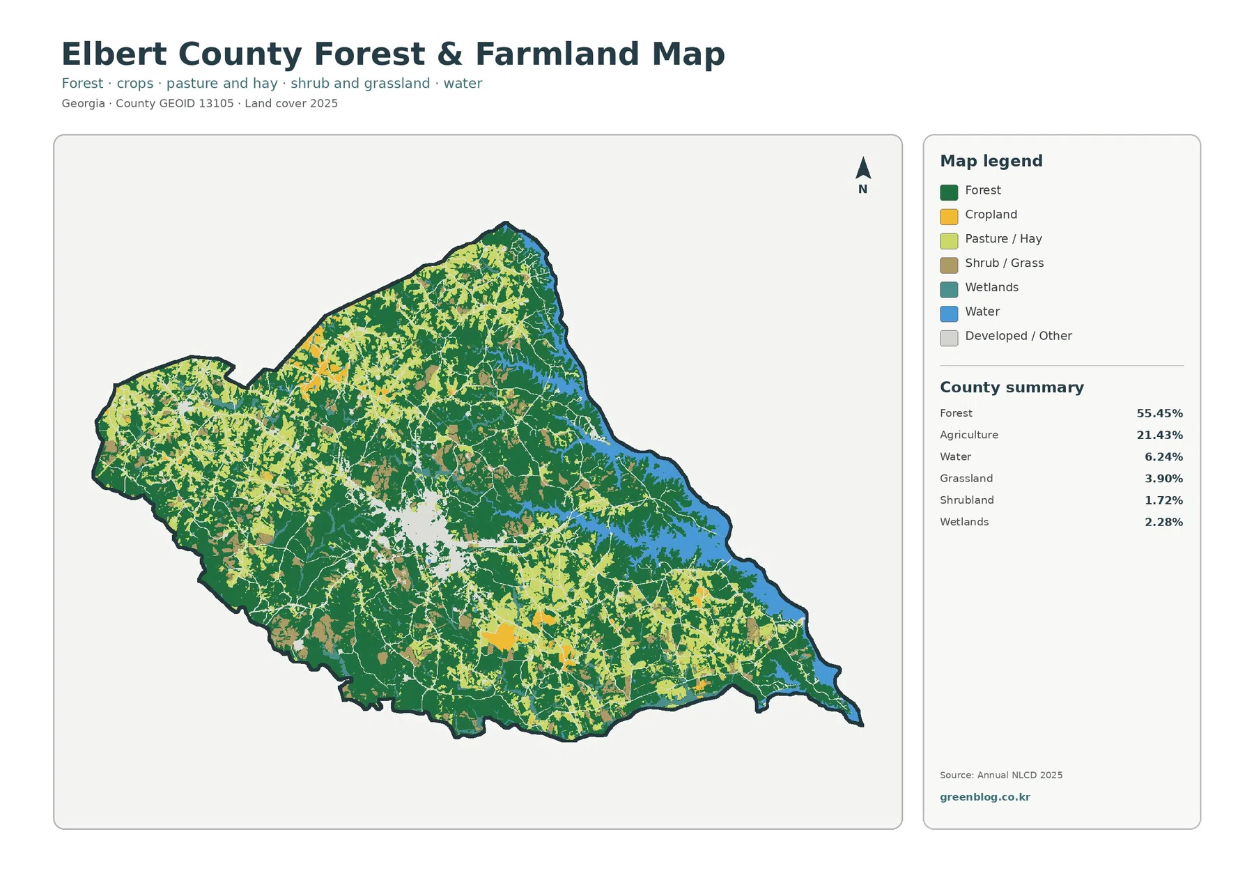 Elbert County forest and farmland map