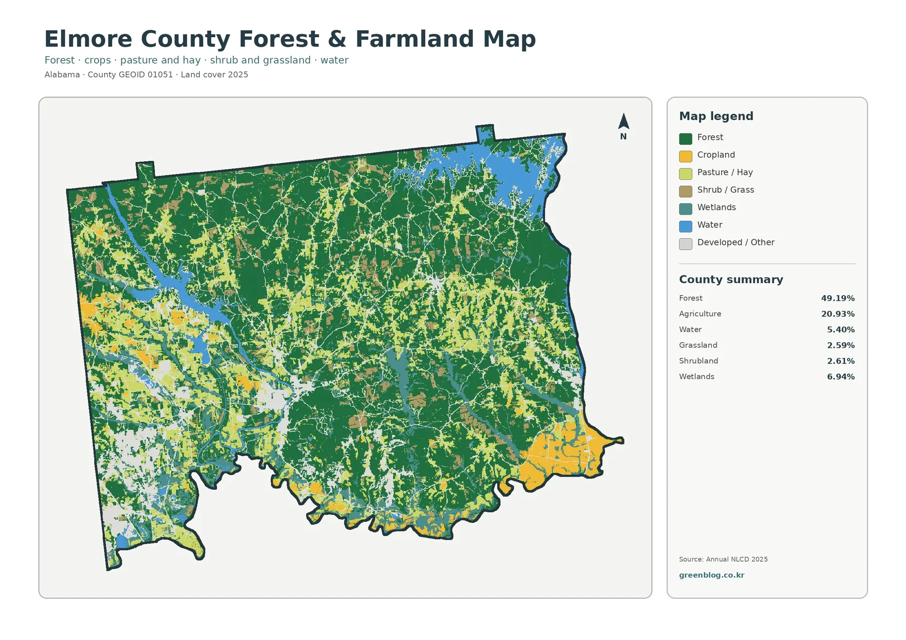 Elmore County forest and farmland map