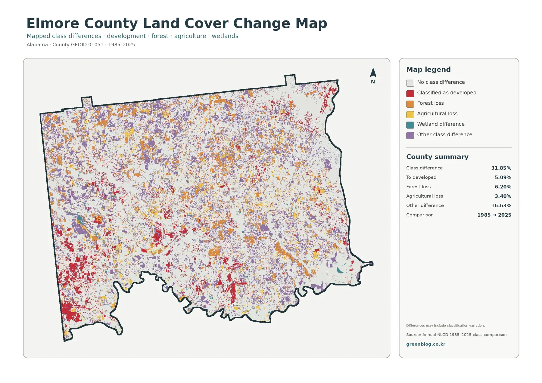 Elmore County land cover change map