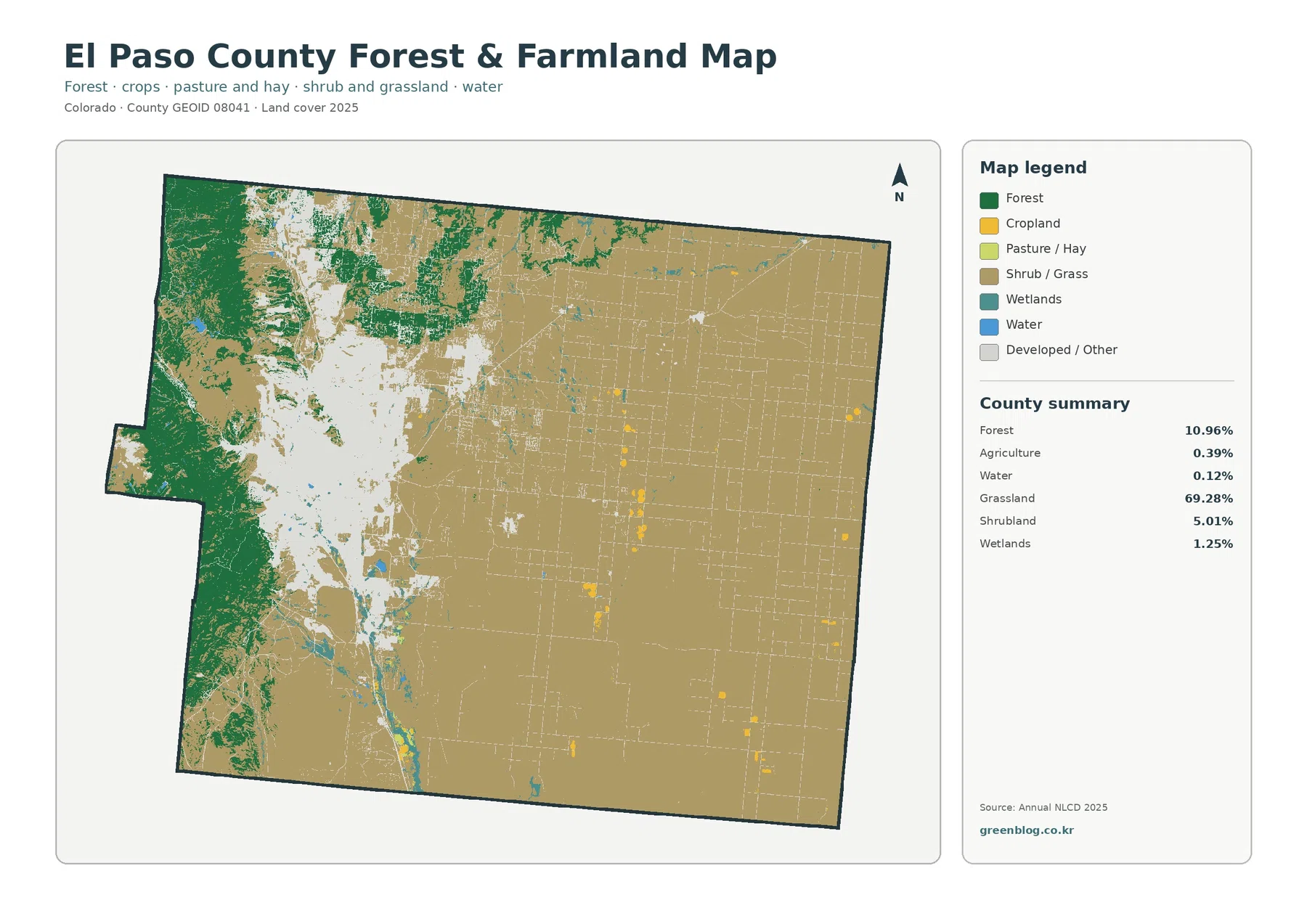 El Paso County forest and farmland map