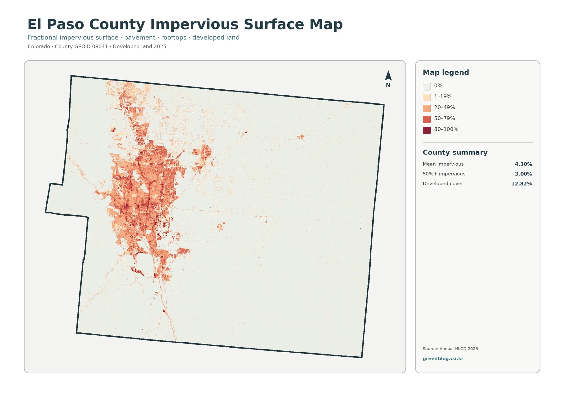 El Paso County impervious surface and developed land map