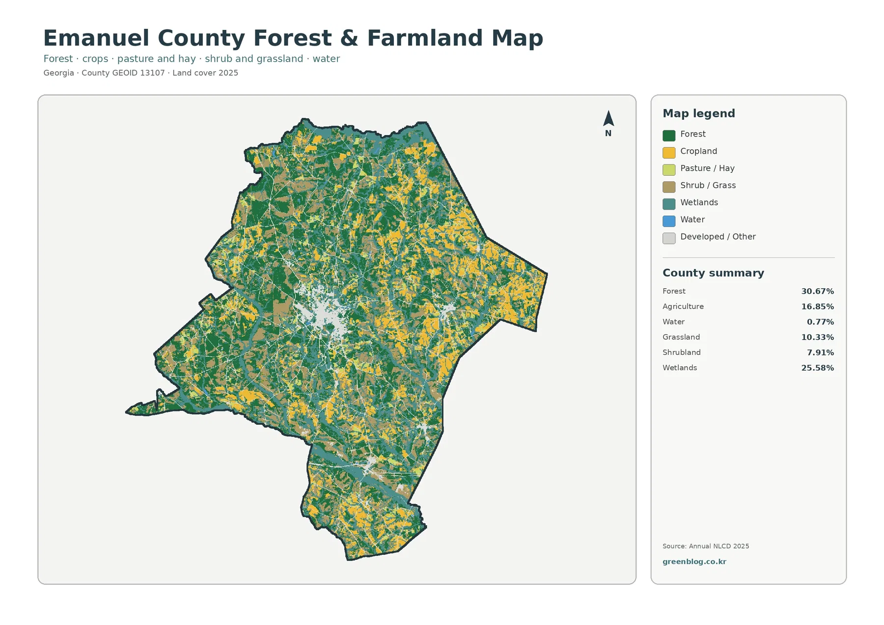 Emanuel County forest and farmland map