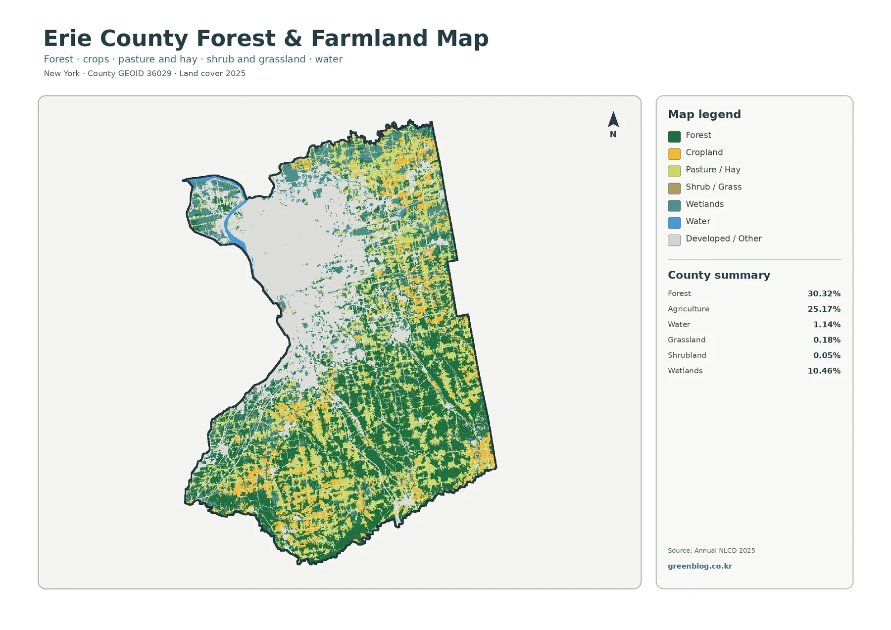 Erie County forest and farmland map