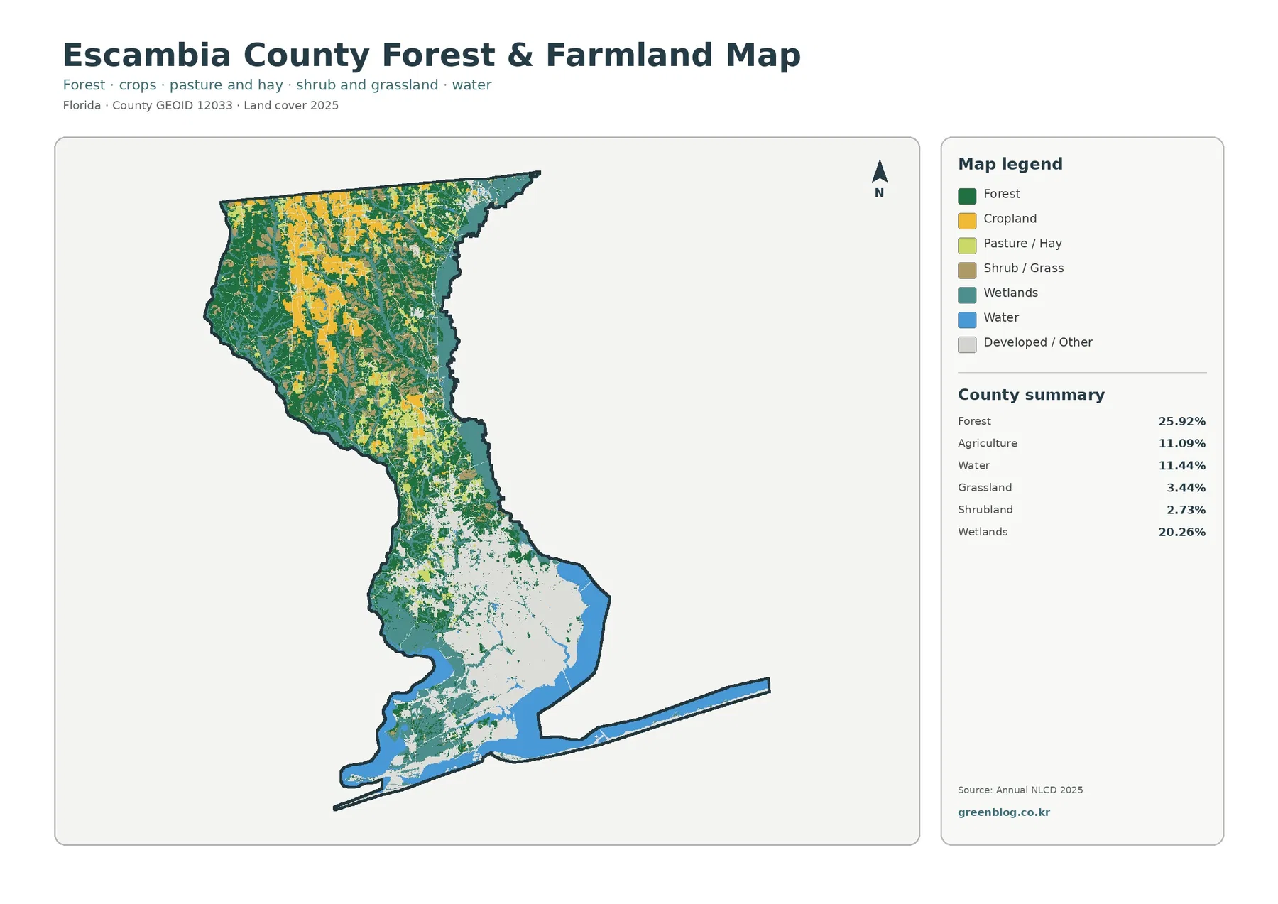 Escambia County forest and farmland map