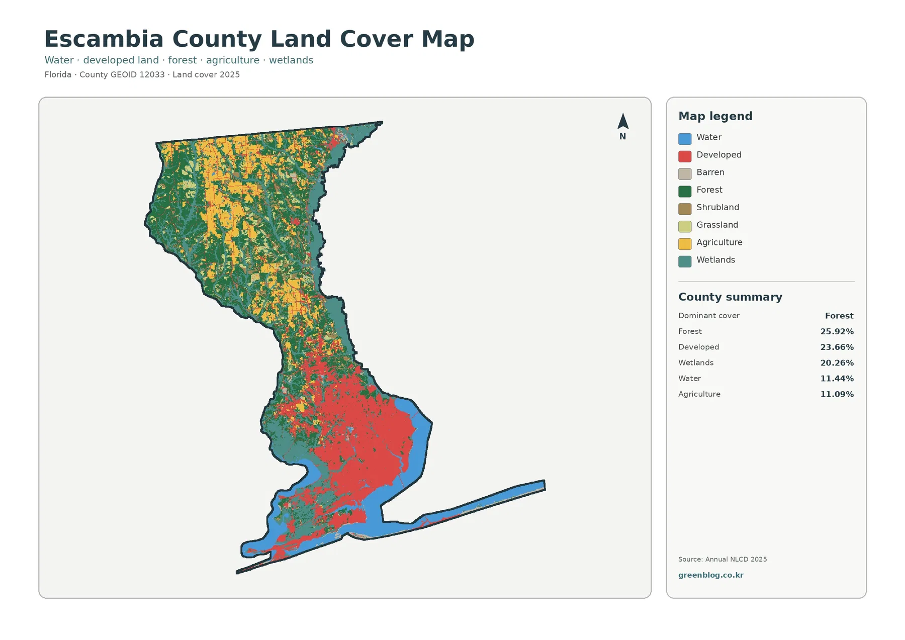 Escambia County land cover map featured image