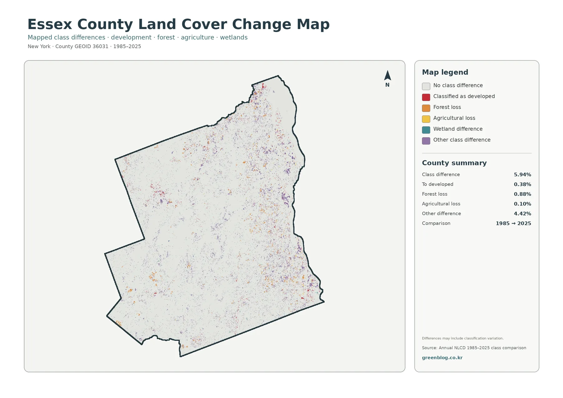 Essex County land cover change map