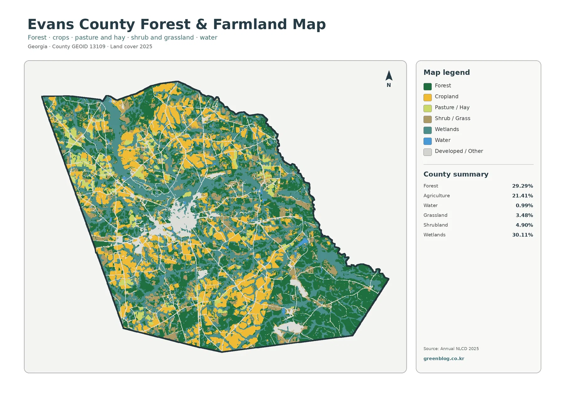 Evans County forest and farmland map