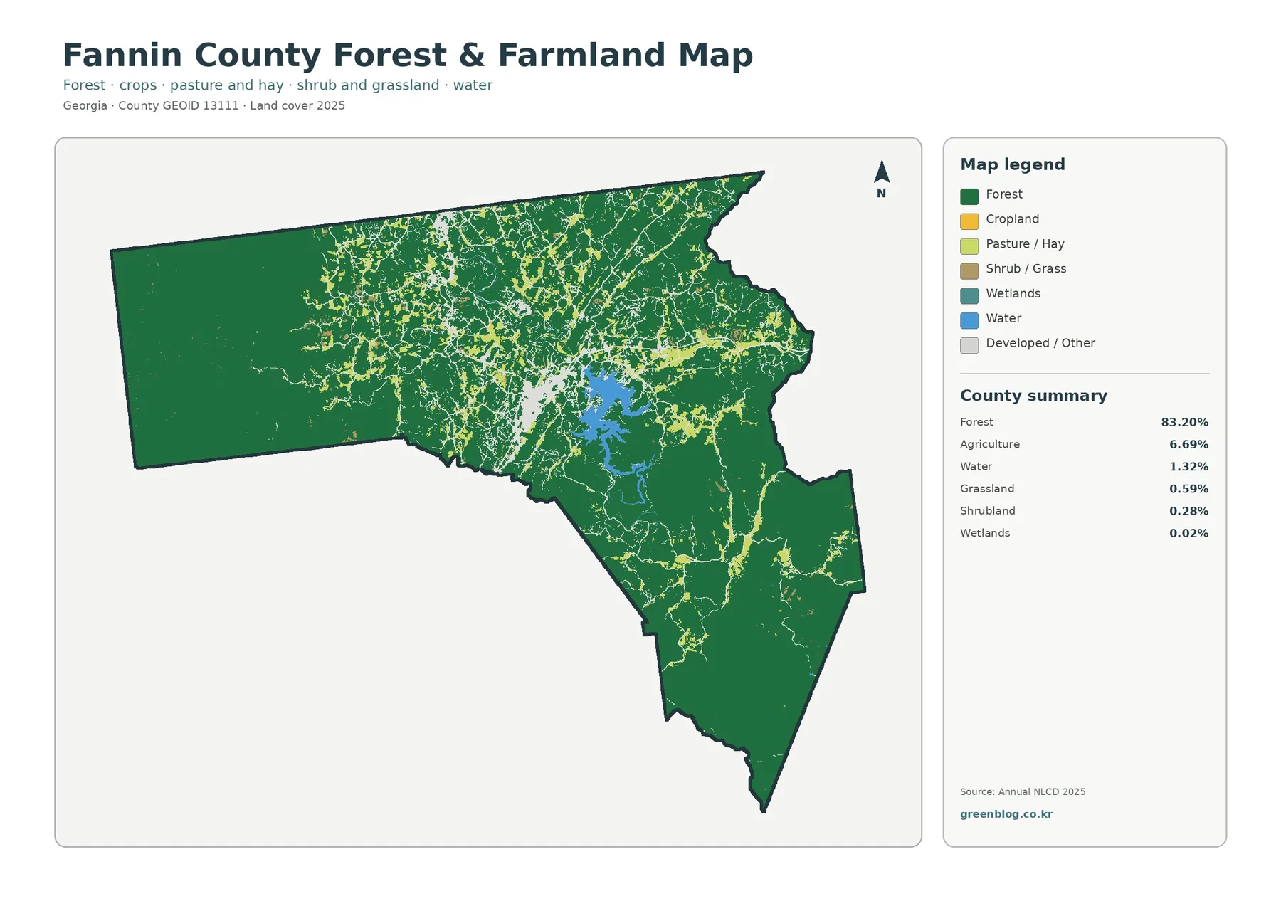 Fannin County forest and farmland map