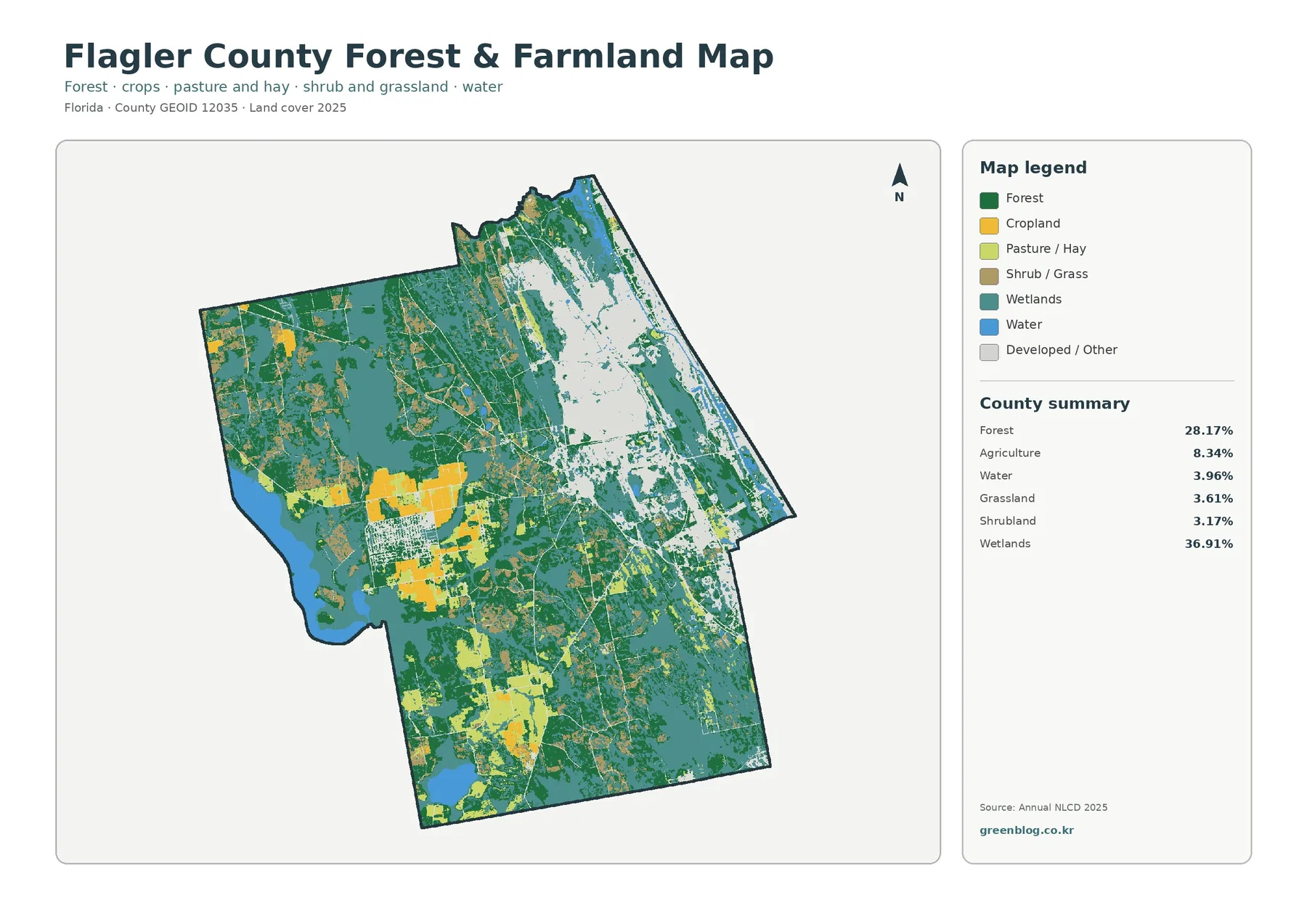 Flagler County forest and farmland map