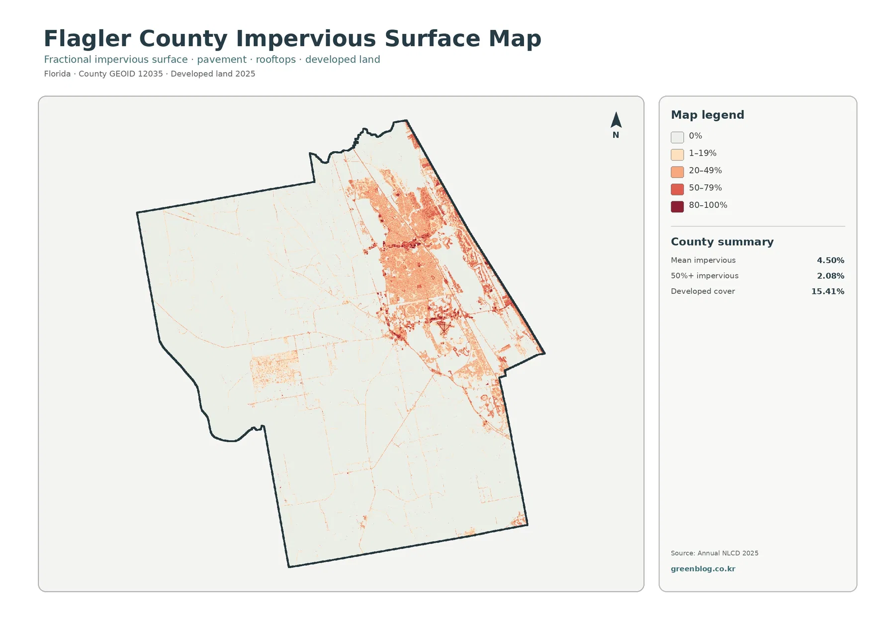 Flagler County impervious surface and developed land map