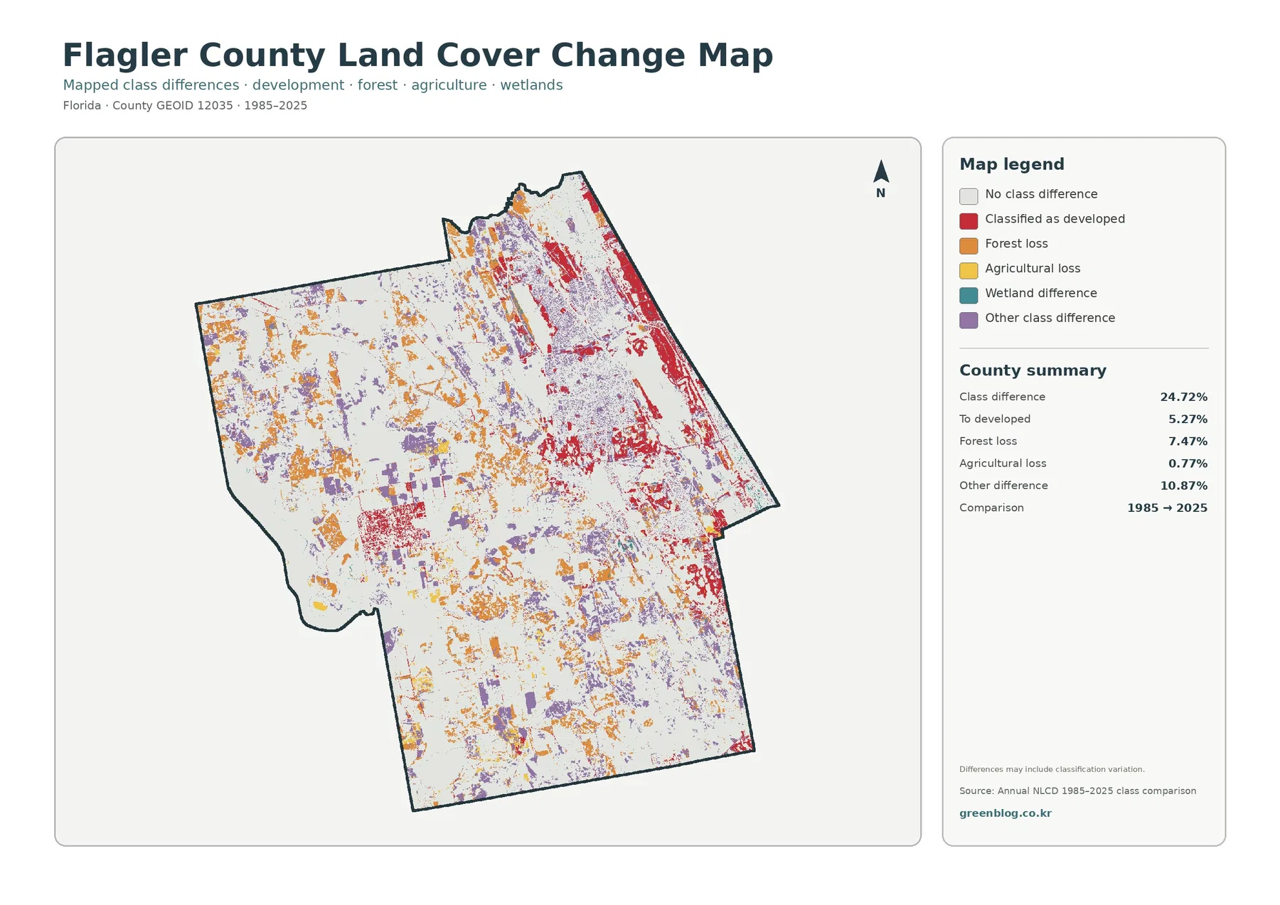 Flagler County land cover change map