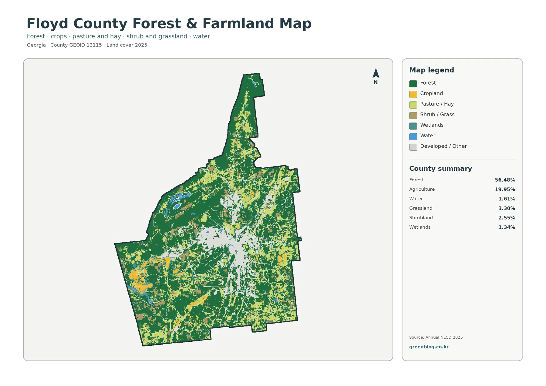 Floyd County forest and farmland map
